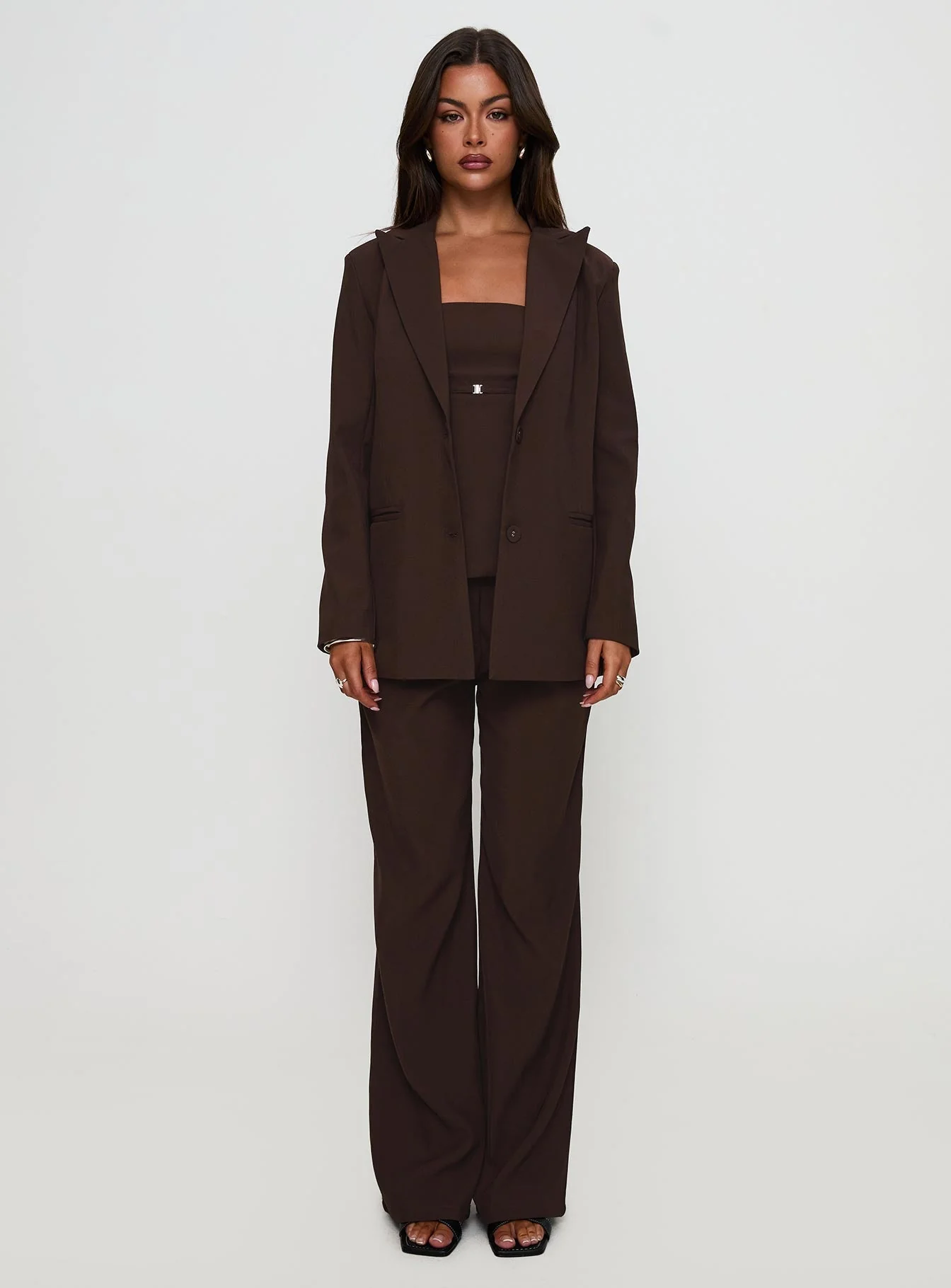 Crowd Pleaser Oversized Blazer Chocolate - Image 7