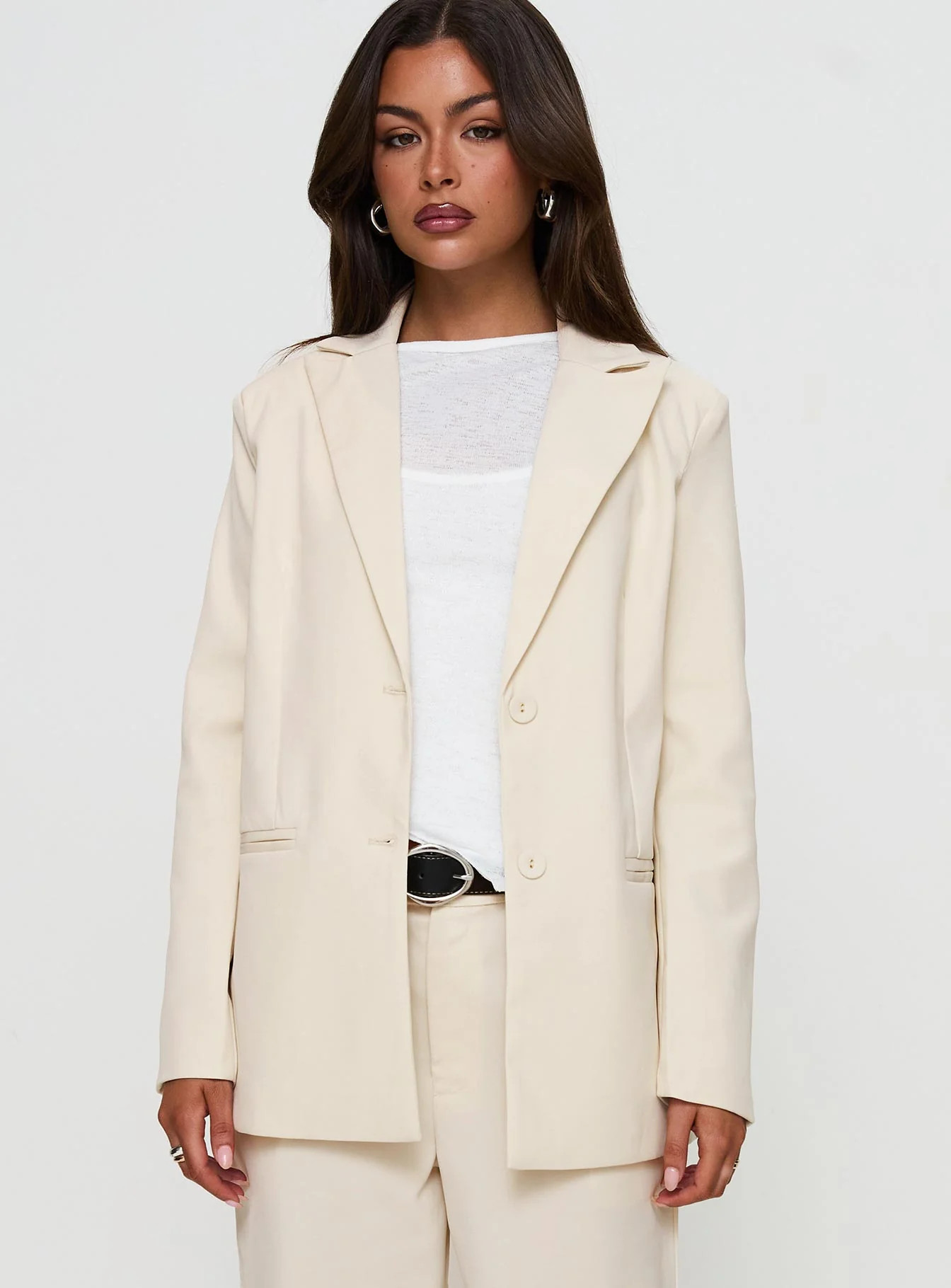 Crowd Pleaser Oversized Blazer Cream - Image 2