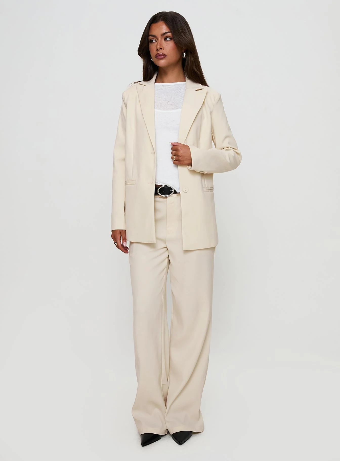 Crowd Pleaser Oversized Blazer Cream - Image 3