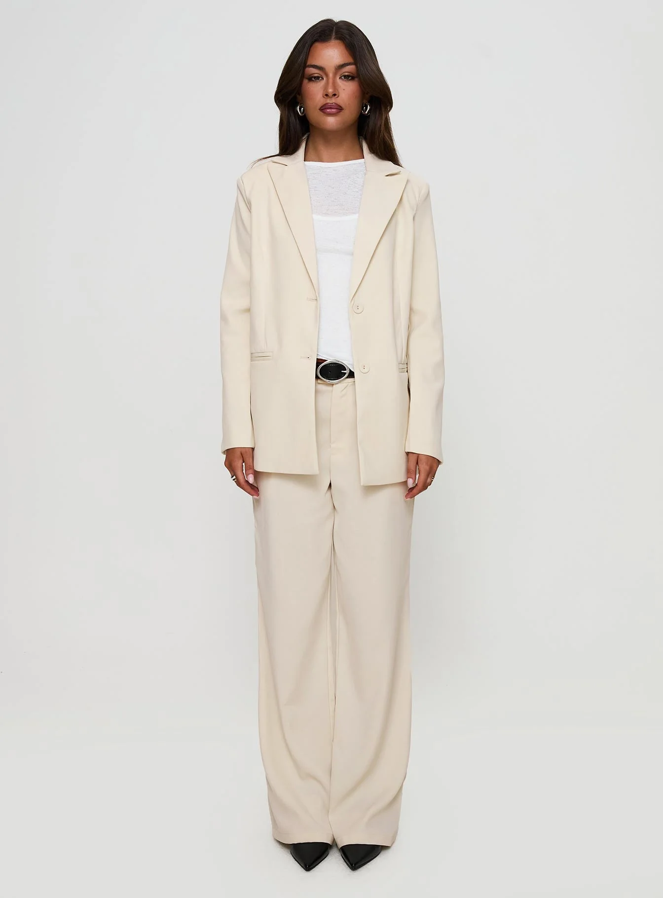 Crowd Pleaser Oversized Blazer Cream - Image 7