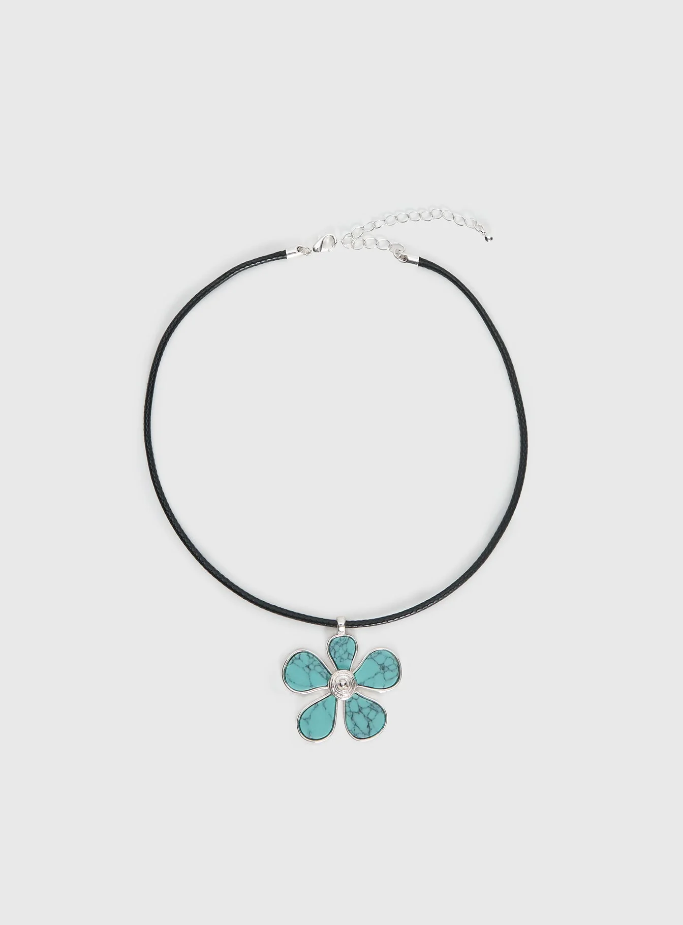 Cuteness Flower Pendant Necklace Black / Blue - Image 2