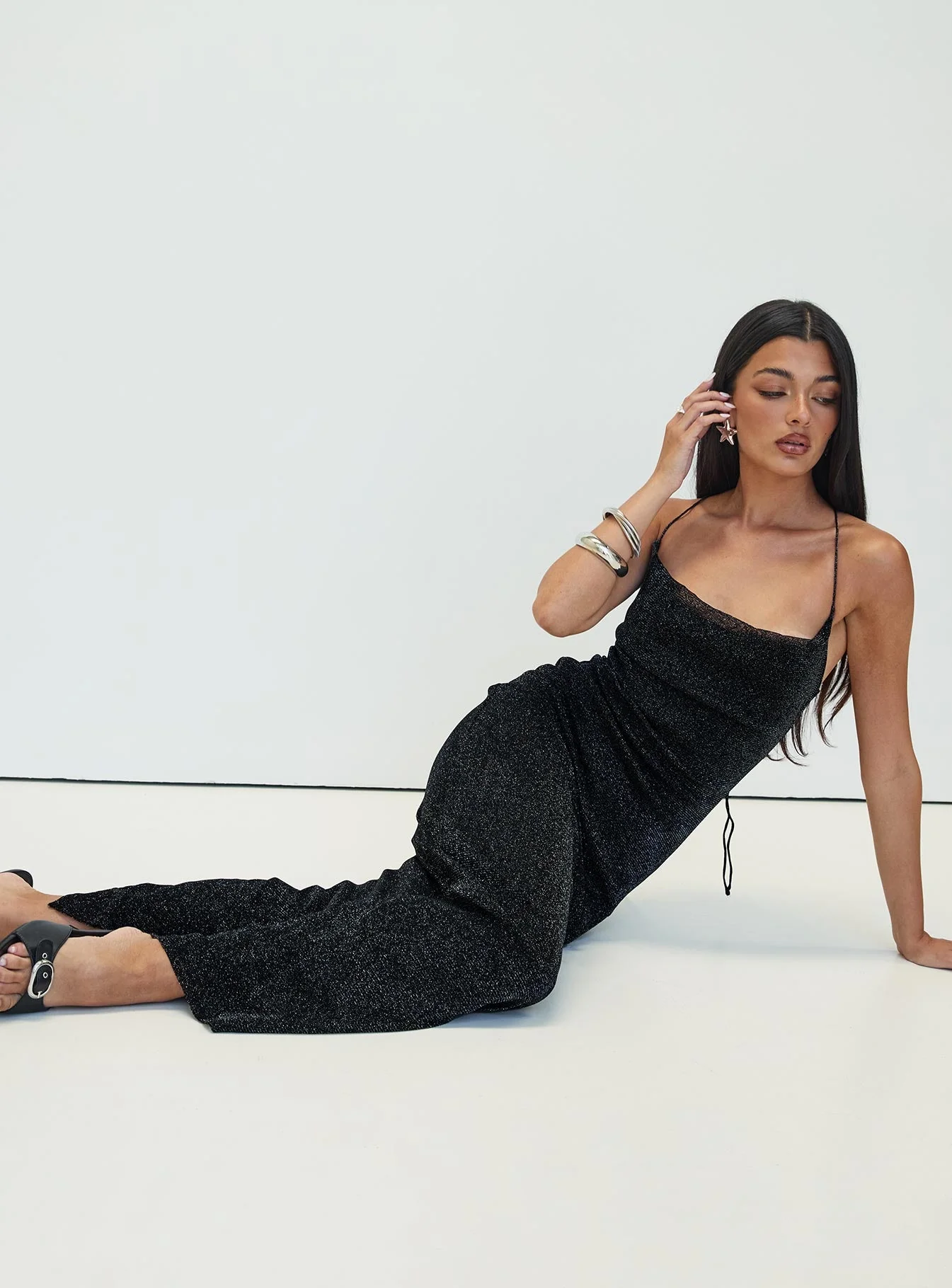 Cutting Edge Maxi Dress Black Glitter - Image 3