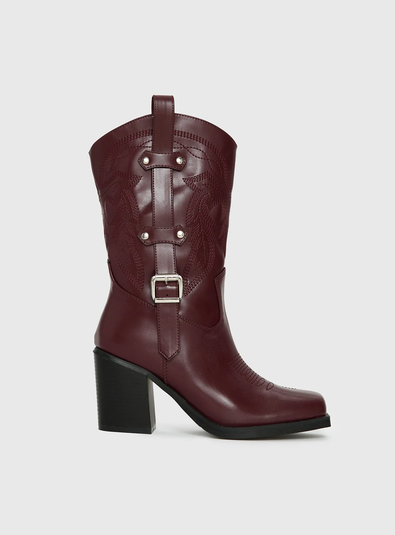 Cypress Western Boots Burgundy - Image 2