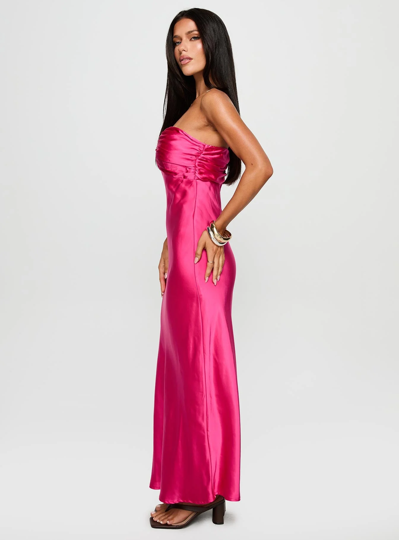 Cyprian Strapless Maxi Dress Hot Pink - Image 3