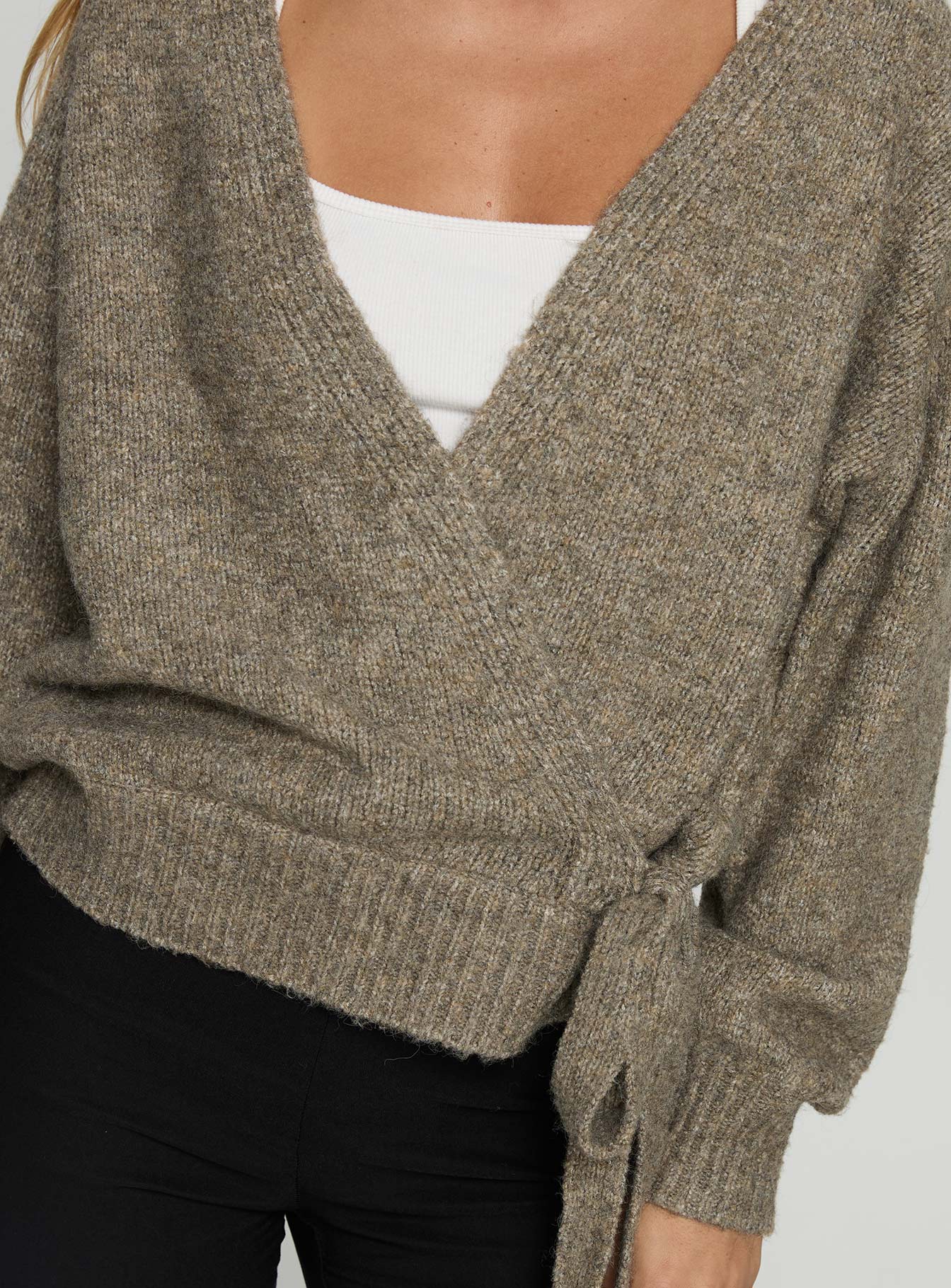 Daelan Wrap Knit Cardigan Brown - Image 5