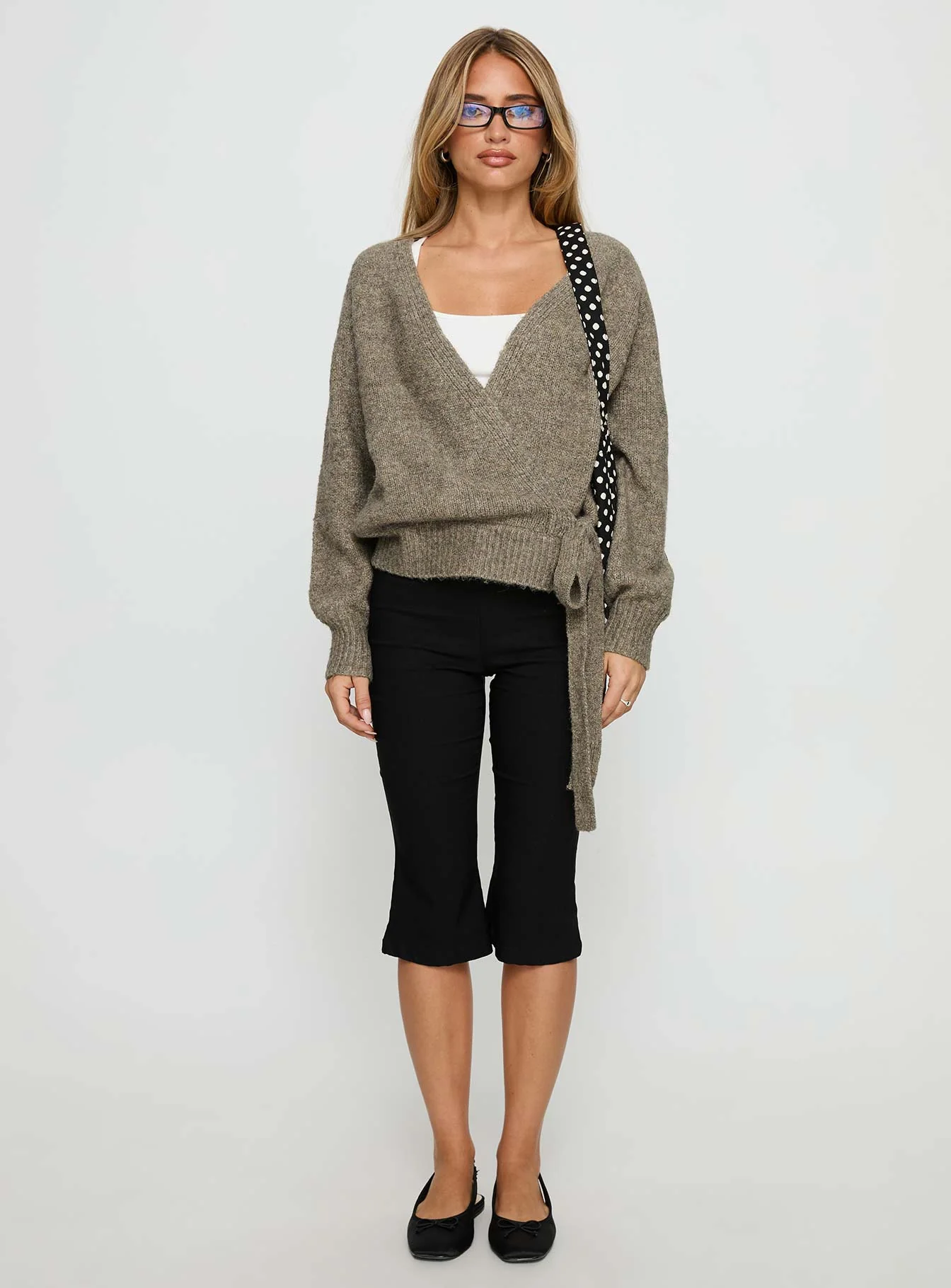 Daelan Wrap Knit Cardigan Brown - Image 6
