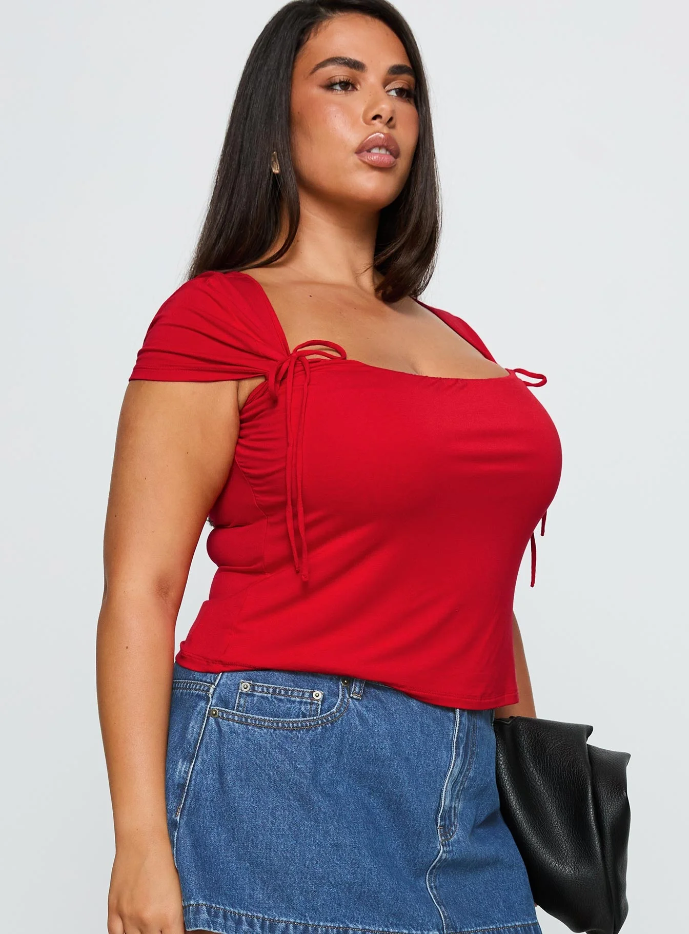 Daena Tie Detail Top Red Curve - Image 3