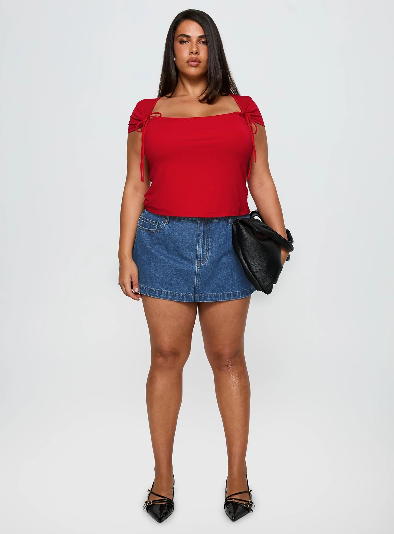 Daena Tie Detail Top Red Curve - Image 6