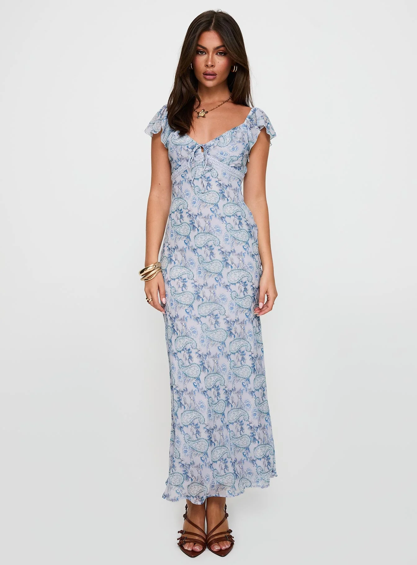 Dahleia Maxi Dress Blue Paisley - Image 2