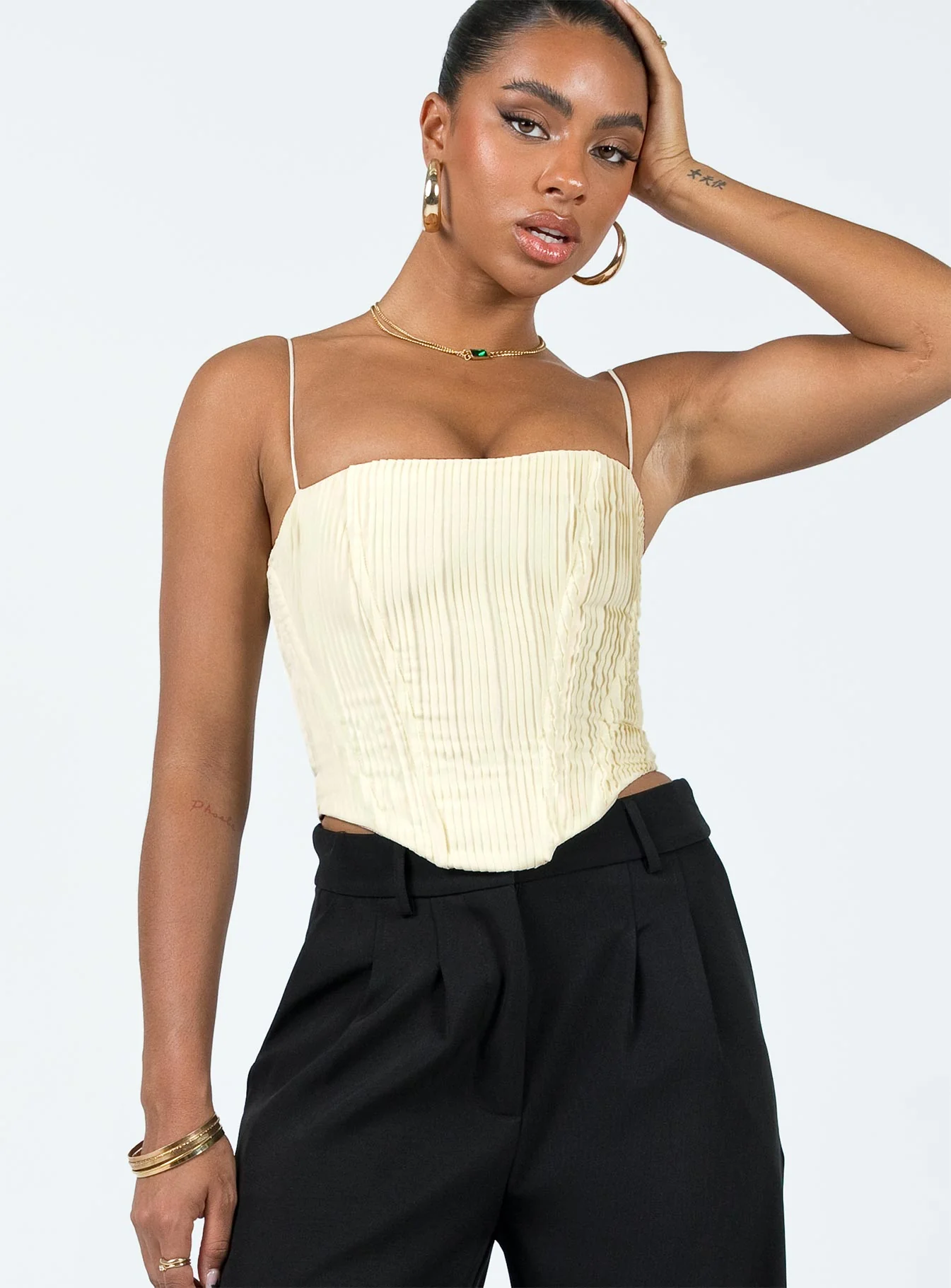 Daintree Plisse Corset Beige - Image 4