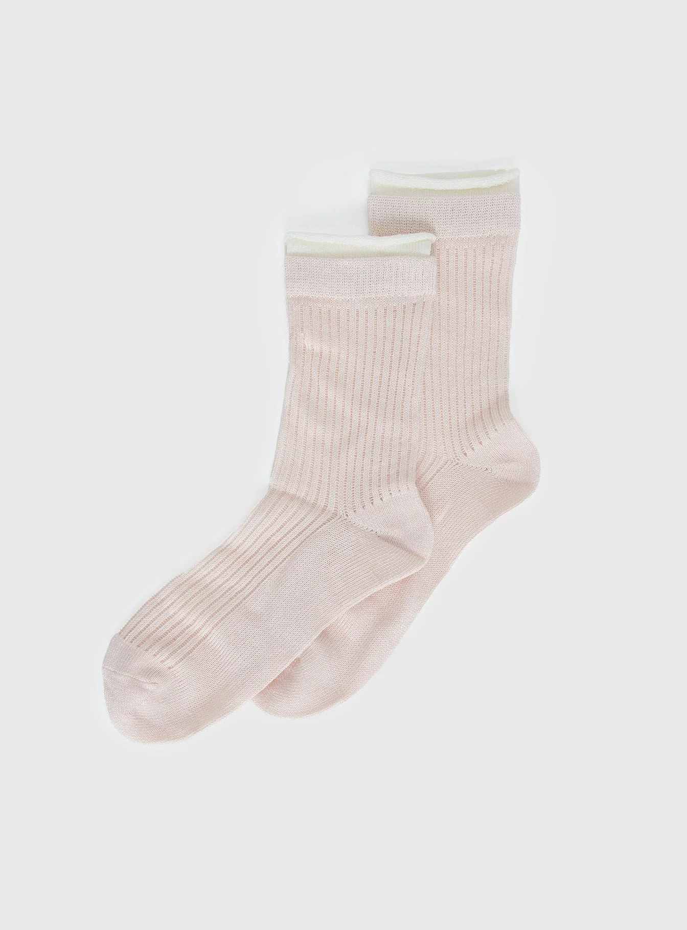 Daliar Contrast Trim Socks Pink - Image 2