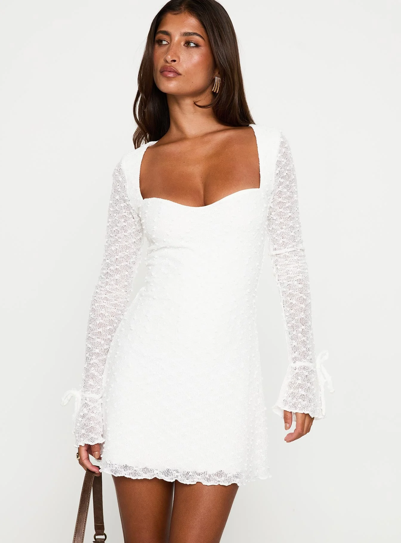 Dalzine Long Sleeve Mini Dress White - Image 2