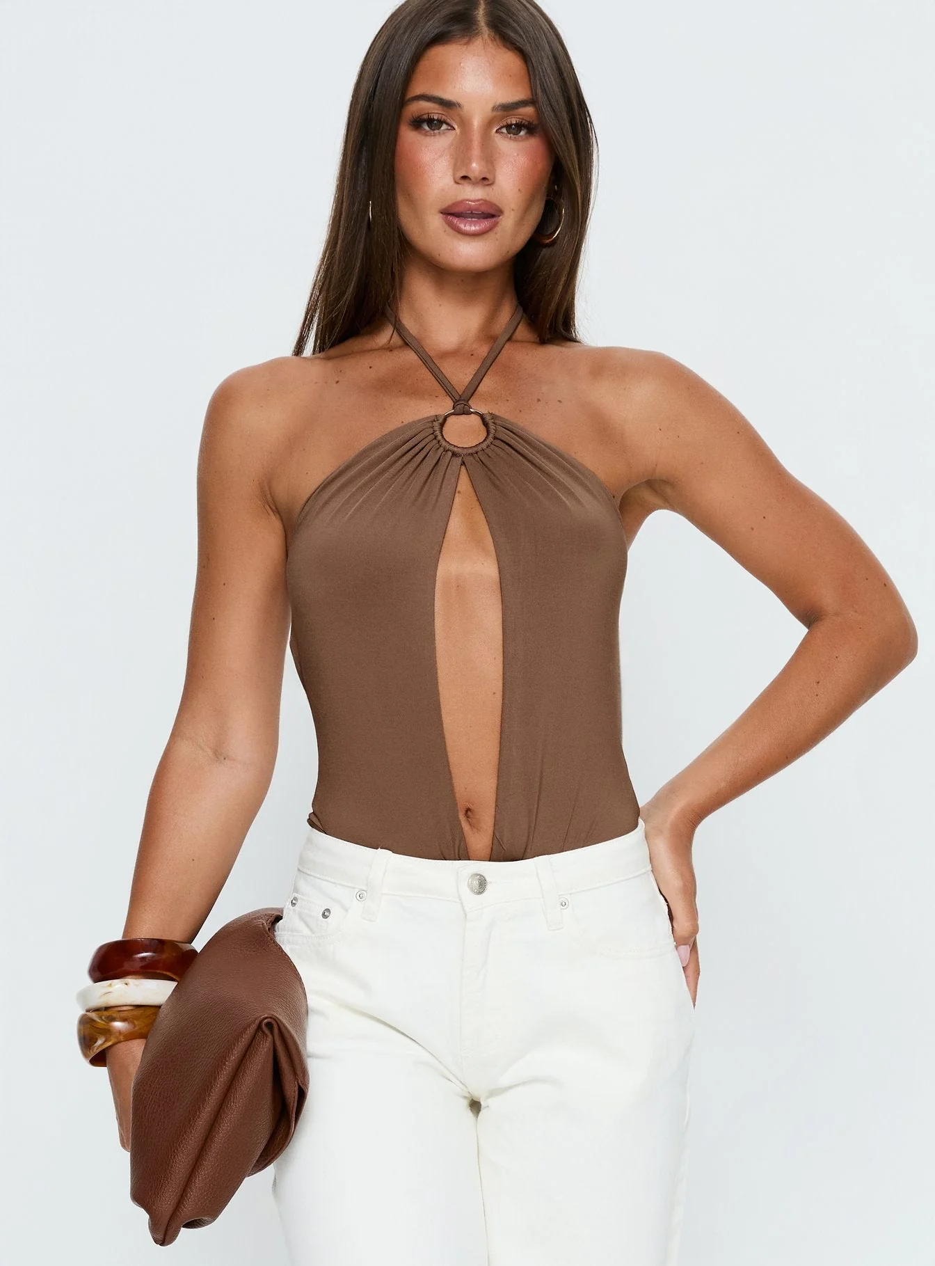 Damiana Cut Out Bodysuit Brown - Image 2