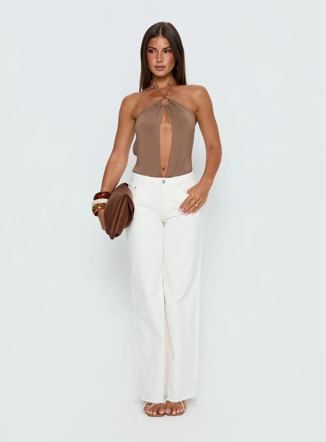 Damiana Cut Out Bodysuit Brown - Image 3