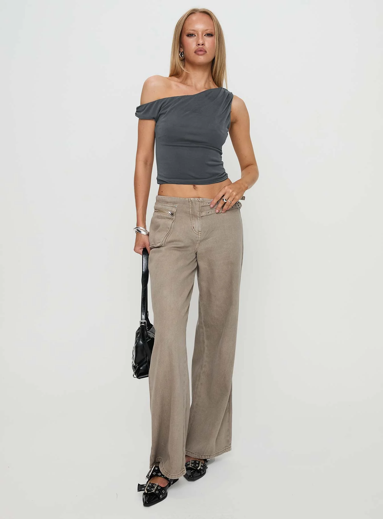 Danette One Shoulder Top Slate - Image 3
