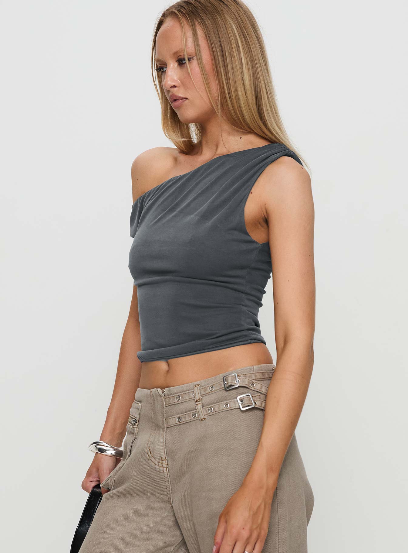 Danette One Shoulder Top Slate - Image 4
