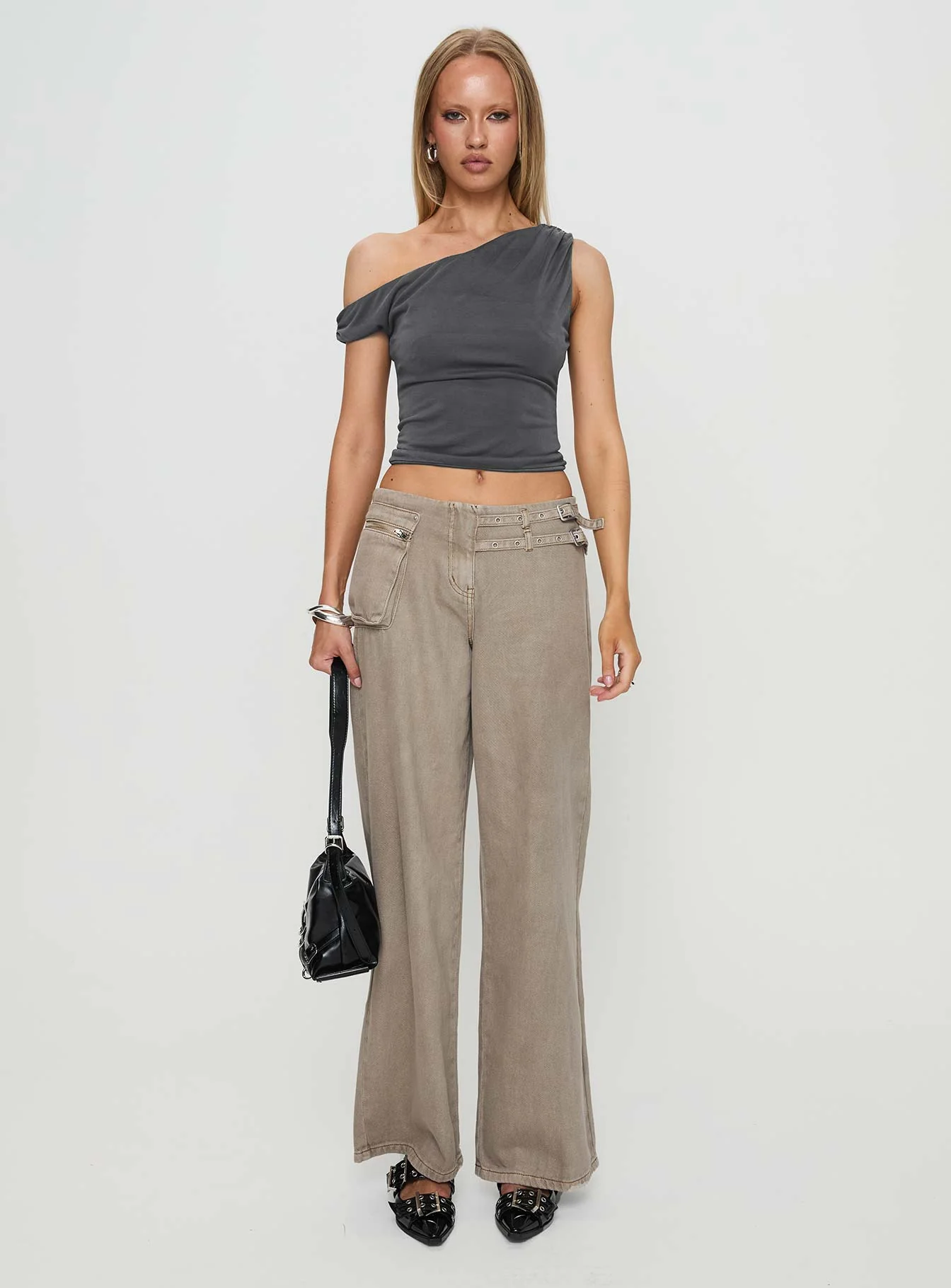 Danette One Shoulder Top Slate - Image 7