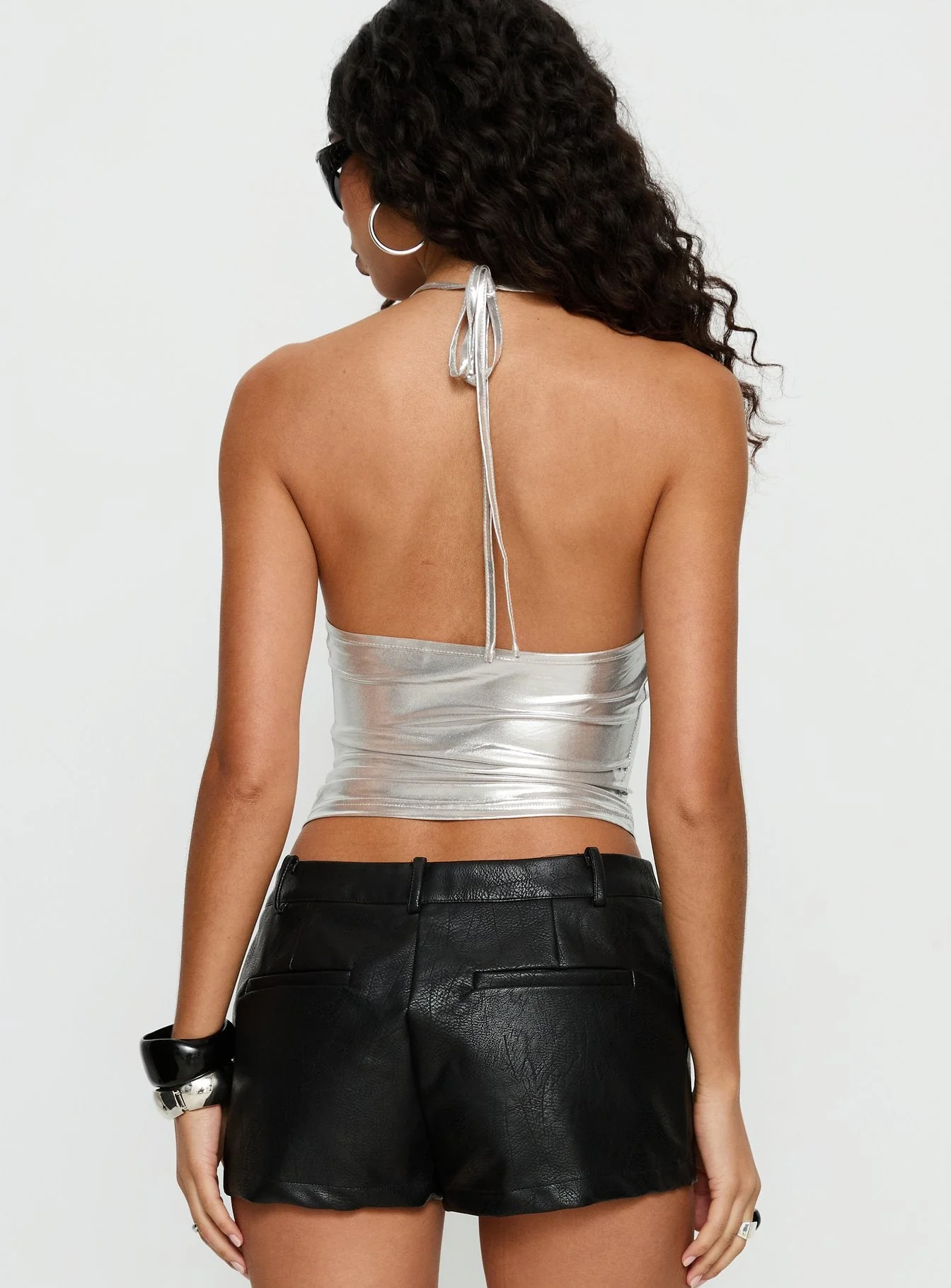 Daniele Cowl Neck Halter Top Silver - Image 5