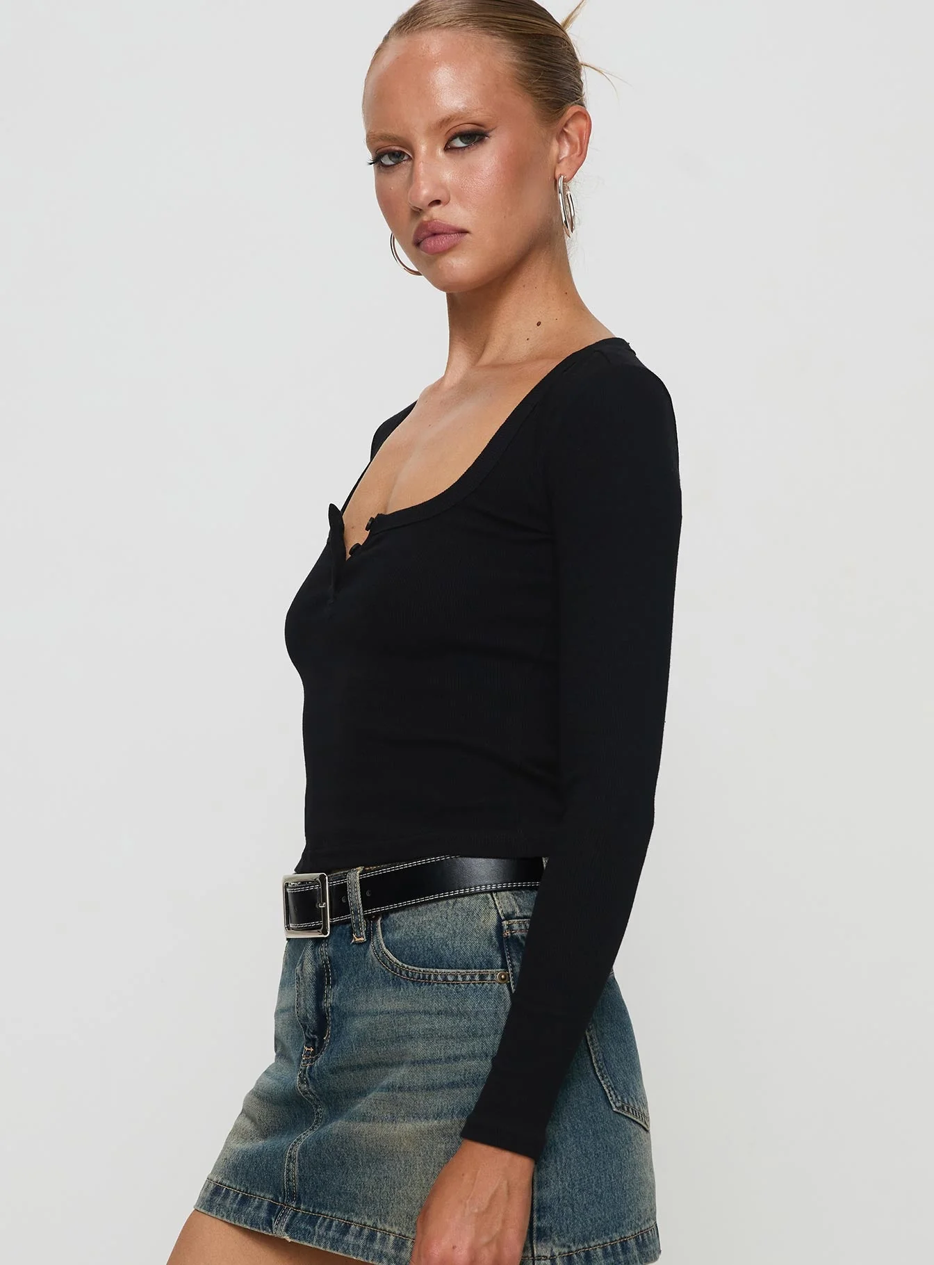 Daphine Long Sleeve Top Black - Image 4