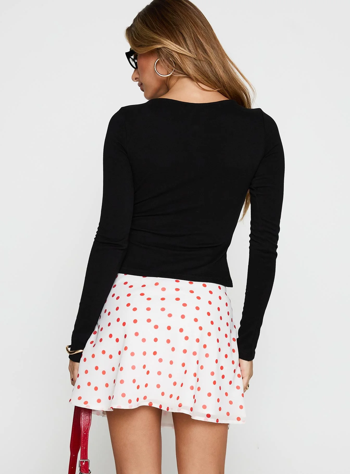 Dapple Bias Mini Skirt White / Red Polka - Image 5
