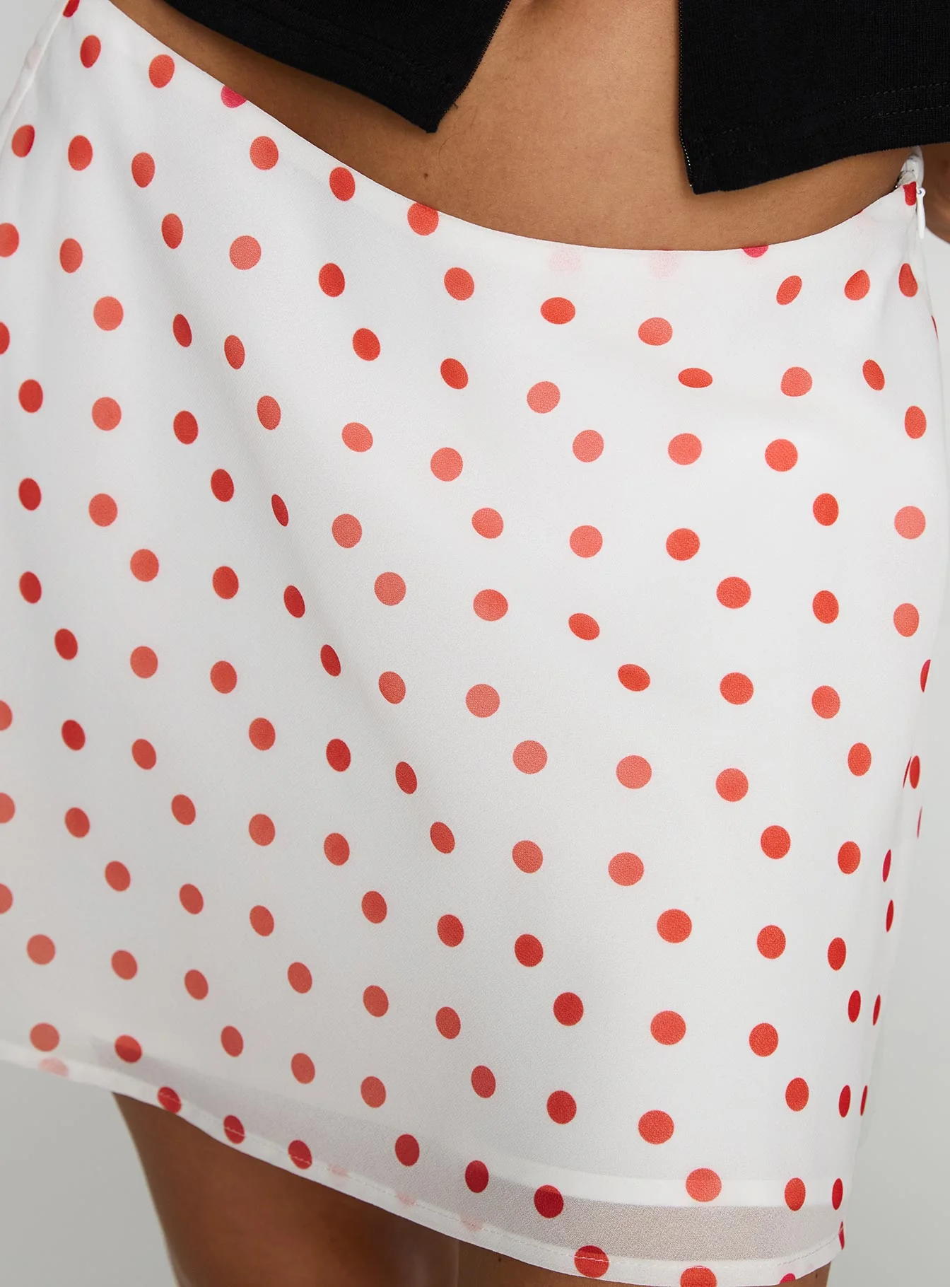 Dapple Bias Mini Skirt White / Red Polka - Image 6