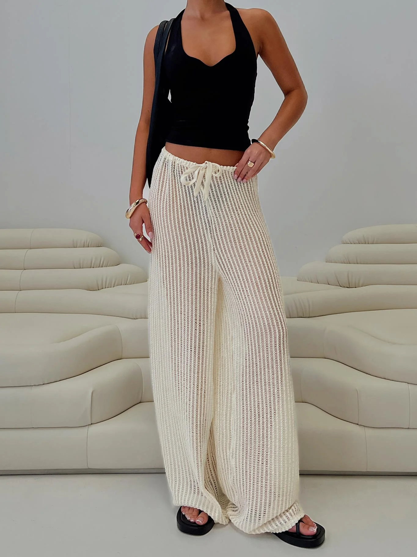 Darcie Knit Pants Beige - Image 7
