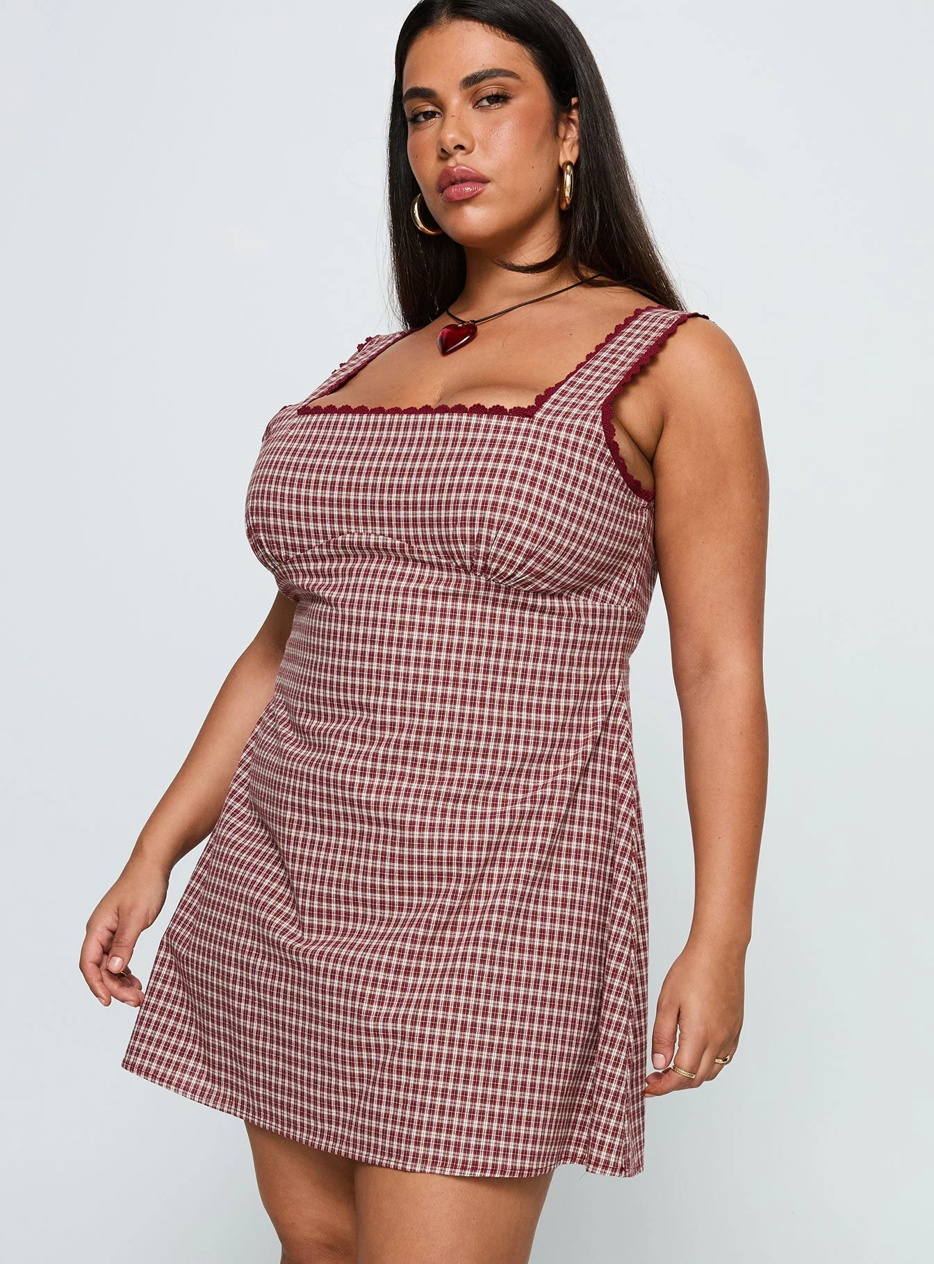Dasha Mini Dress Red Check Curve - Image 4