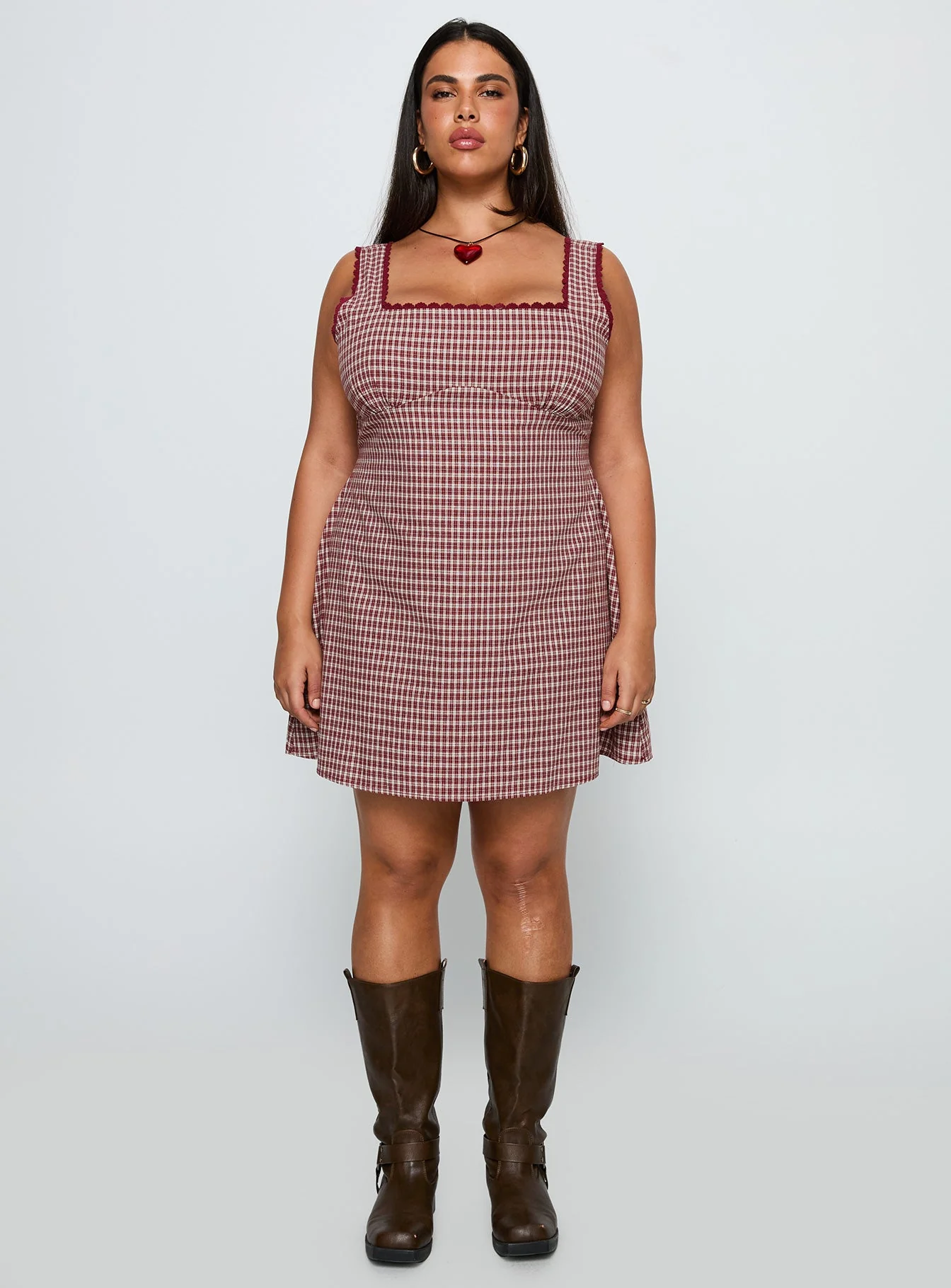 Dasha Mini Dress Red Check Curve - Image 7