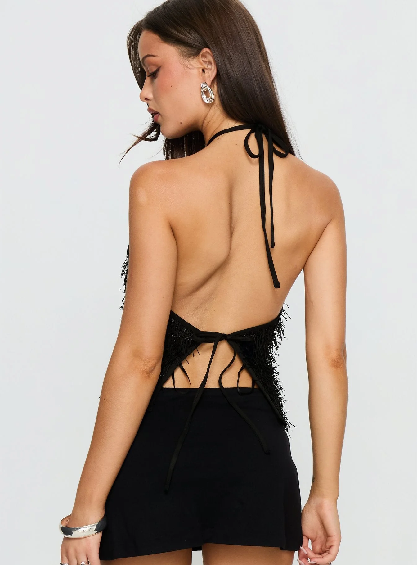 Dashae Fluffy Arrowneck Top Black - Image 5