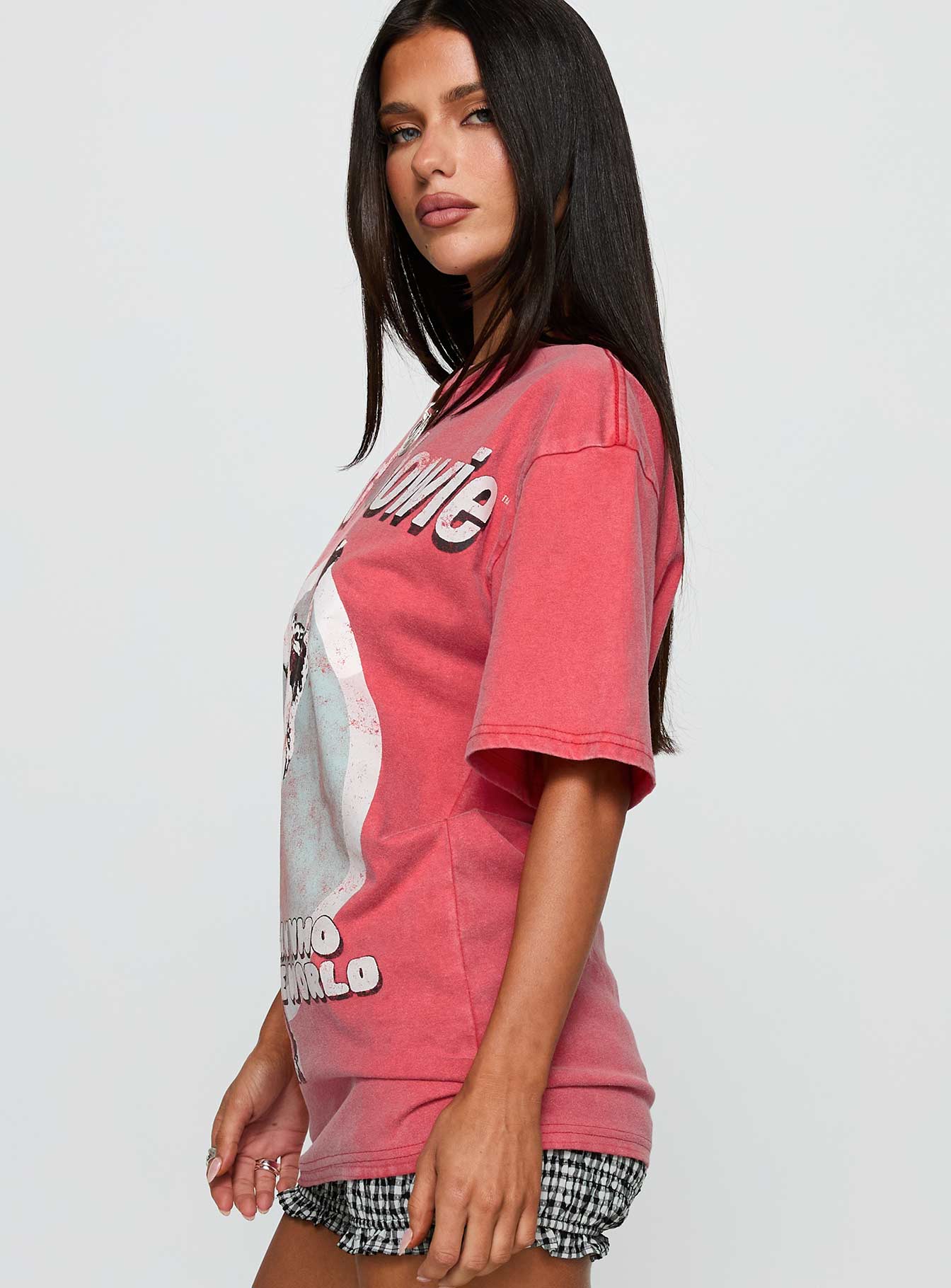 David Bowie Vintage Oversized Graphic Tee Red - Image 4