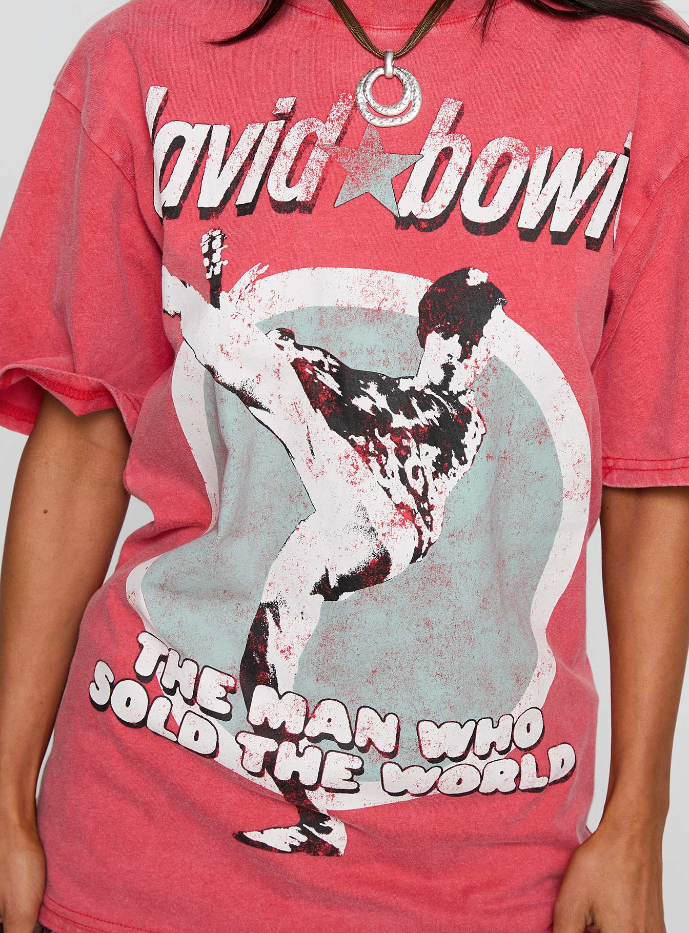 David Bowie Vintage Oversized Graphic Tee Red - Image 6