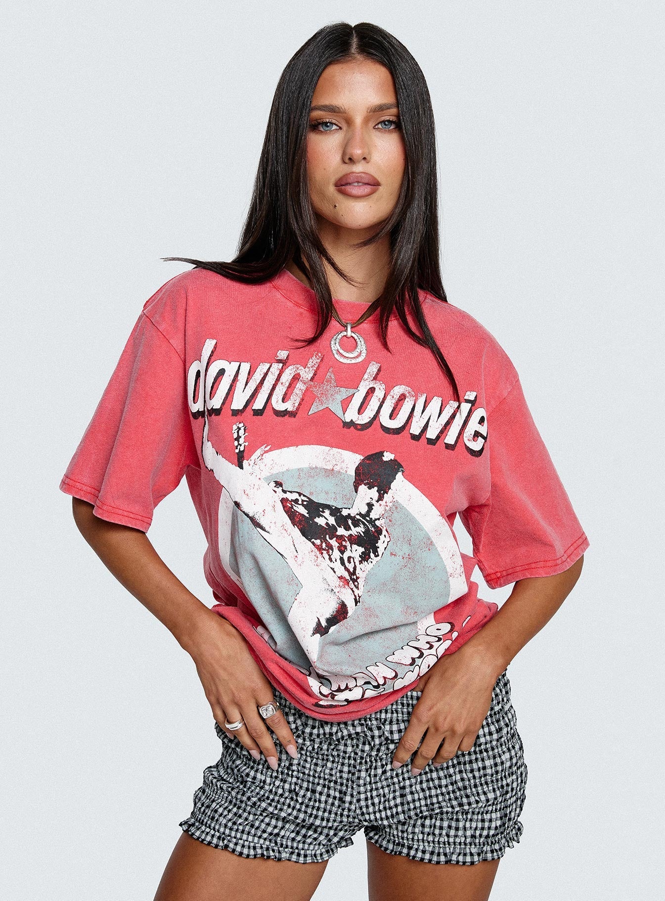 David Bowie Vintage Oversized Graphic Tee Red - Image 8