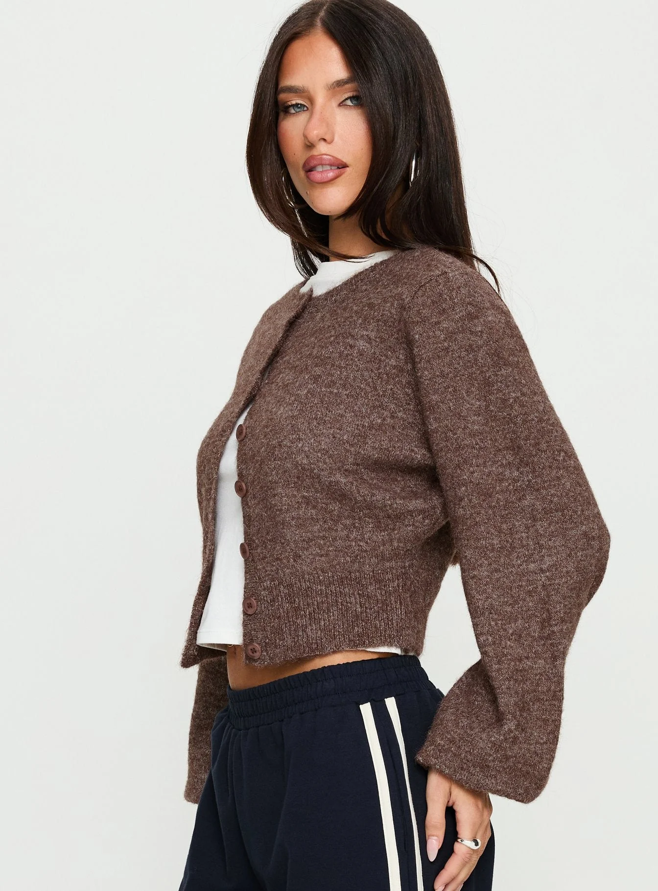 Dawsen Button Down Cardigan Brown - Image 3