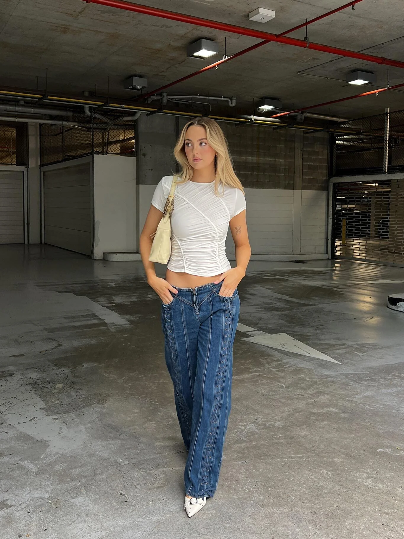 Day Dream Mid Rise Straight Leg Jeans Dark Blue Wash - Image 15