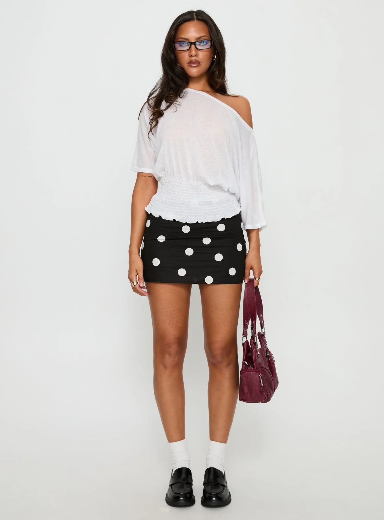 Dayten Off Shoulder Sheer Top White - Image 7