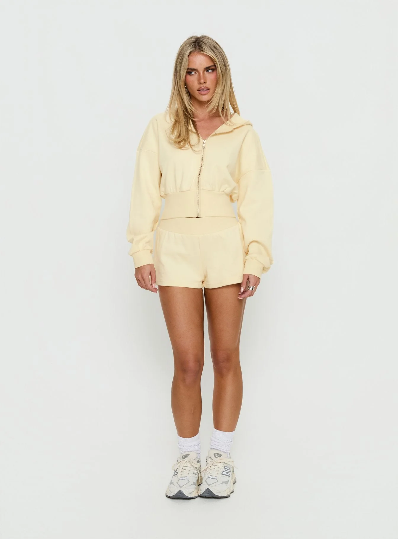 Daytime Cropped Blouson Hoodie Buttercream - Image 3