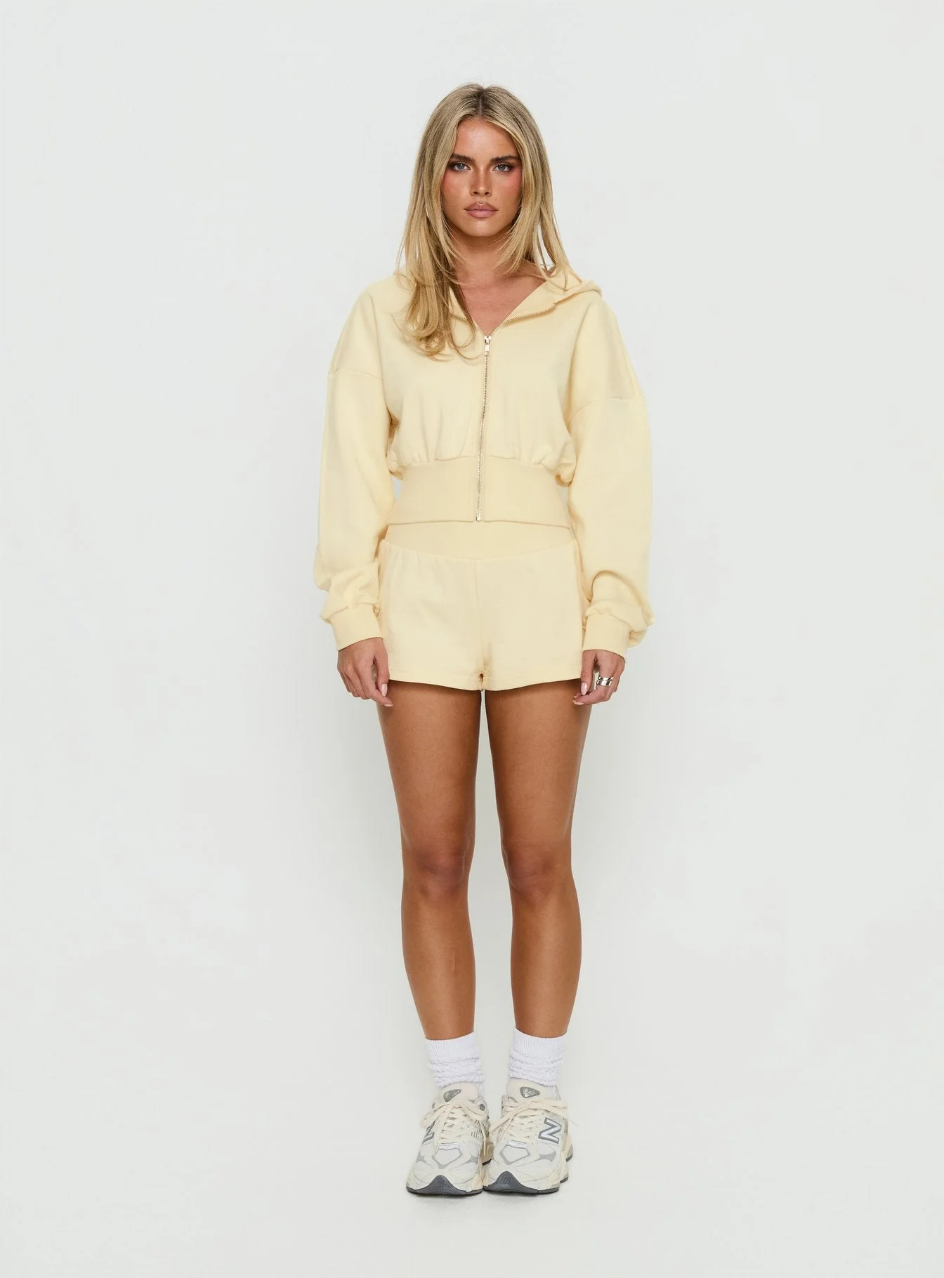 Daytime Cropped Blouson Hoodie Buttercream - Image 7