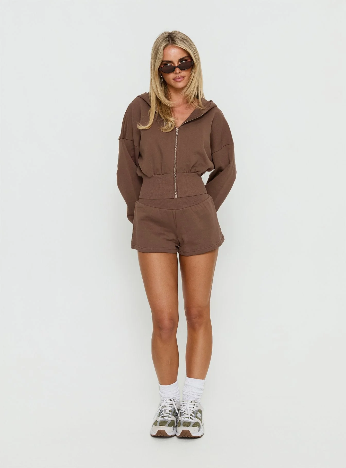 Daytime Cropped Blouson Hoodie Cocoa - Image 3
