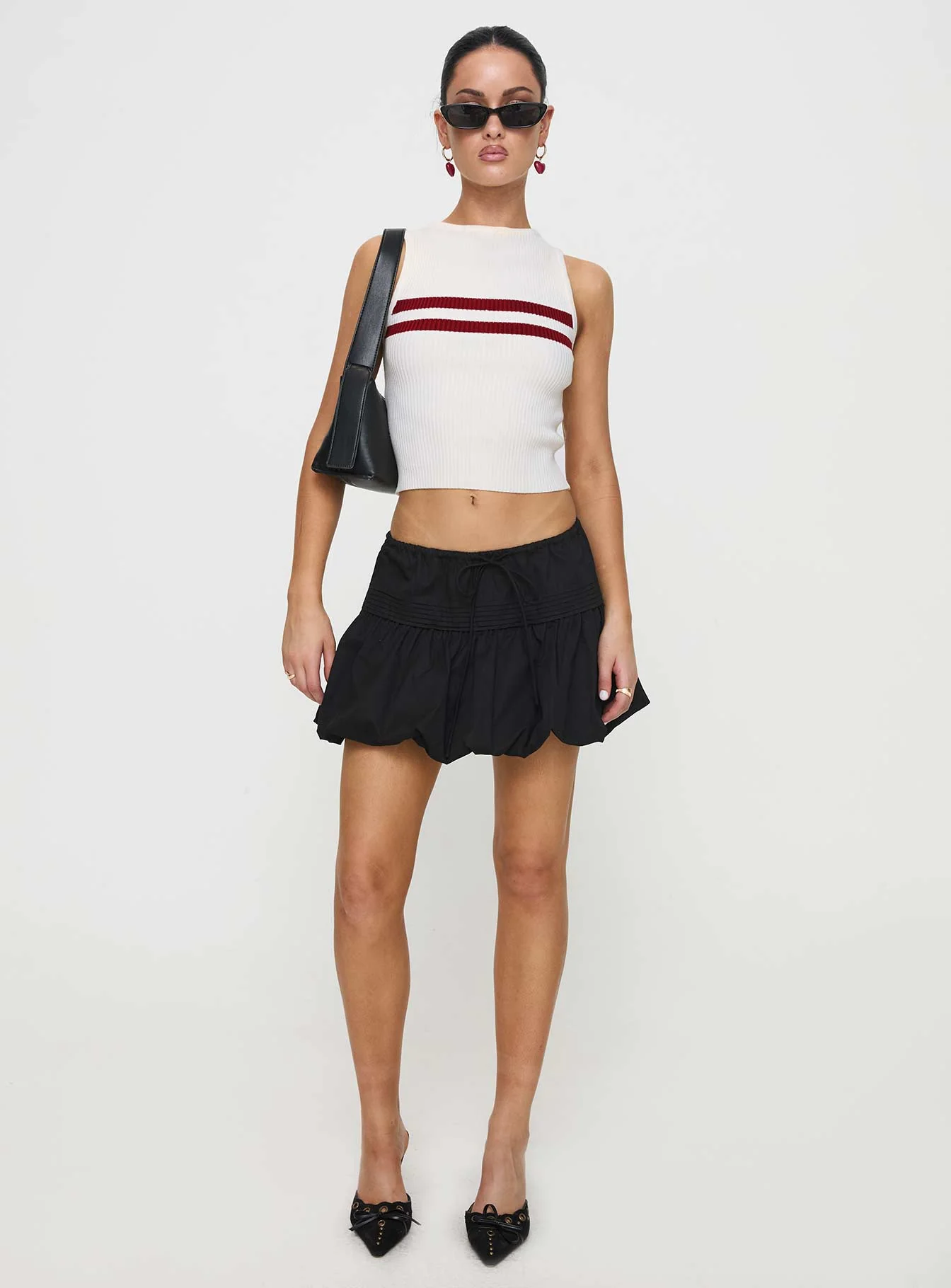 Dear London Bubble Hem Mini Skirt Black - Image 3
