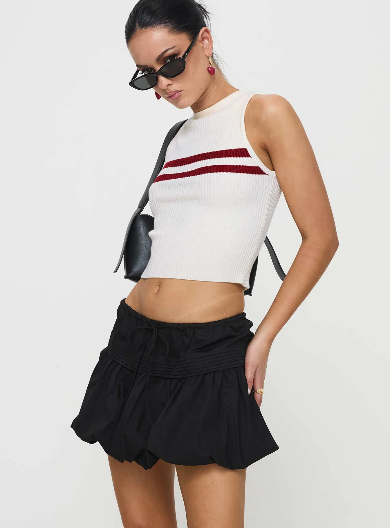 Dear London Bubble Hem Mini Skirt Black - Image 4
