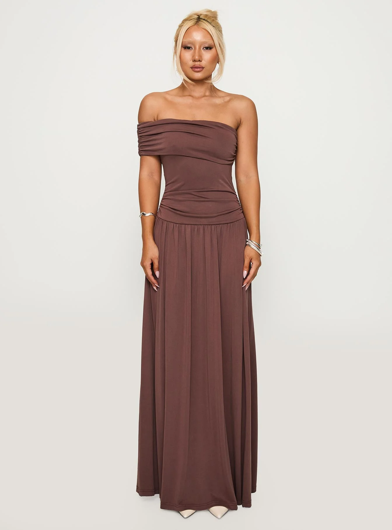Decadence Strapless Maxi Dress Brown - Image 7