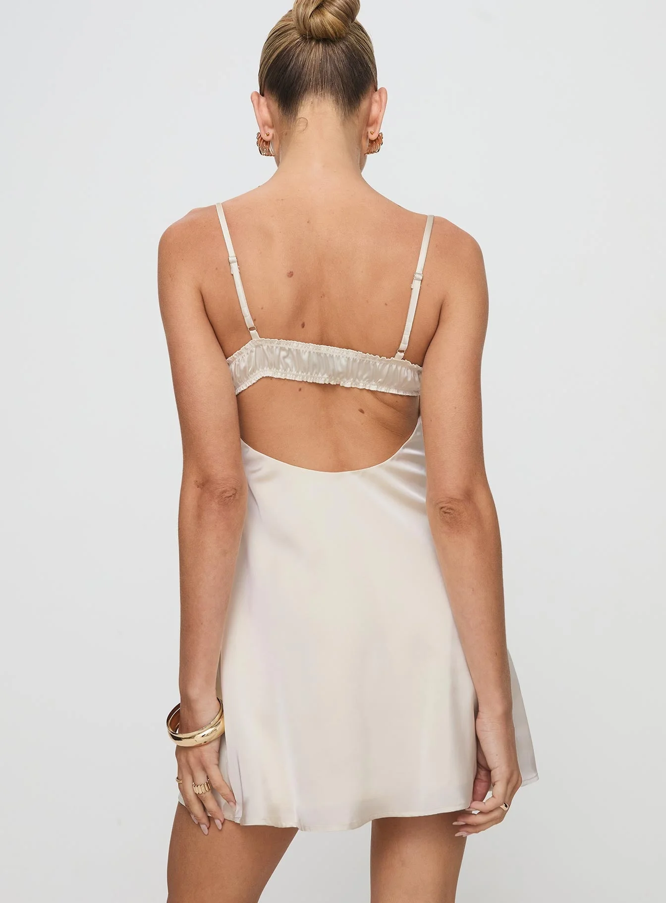 Decipher Satin Mini Dress Ivory - Image 5
