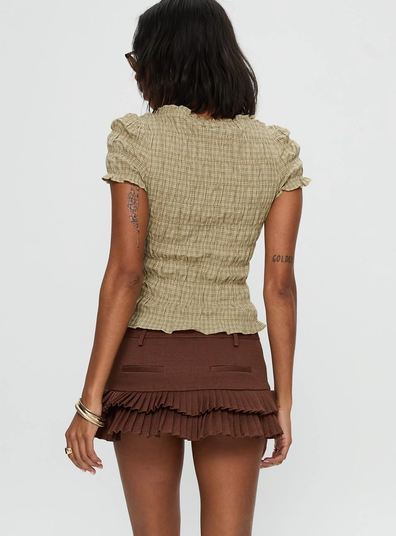 Deei Double Ruffle Mini Skort Chocolate - Image 5