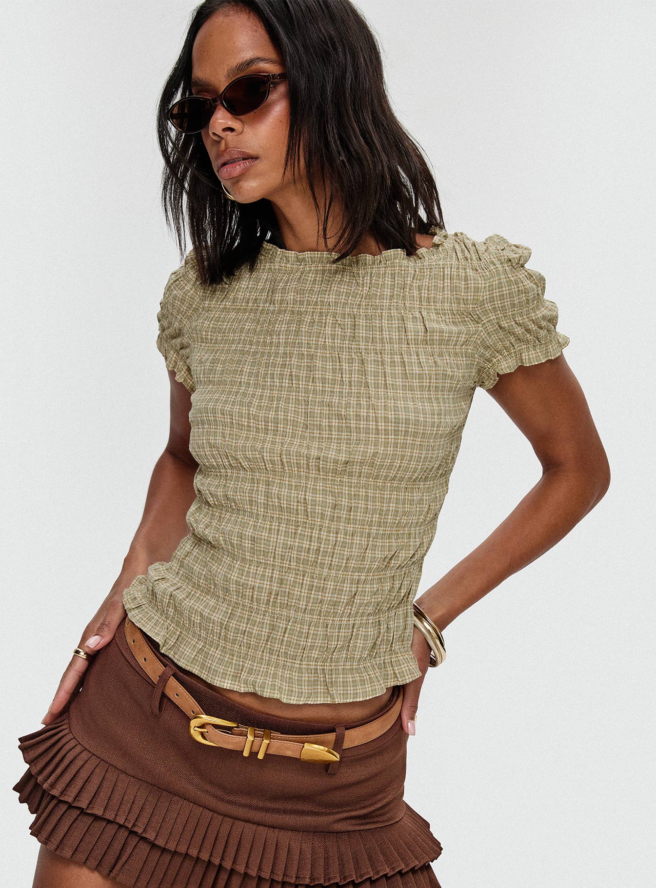 Deei Double Ruffle Mini Skort Chocolate - Image 8