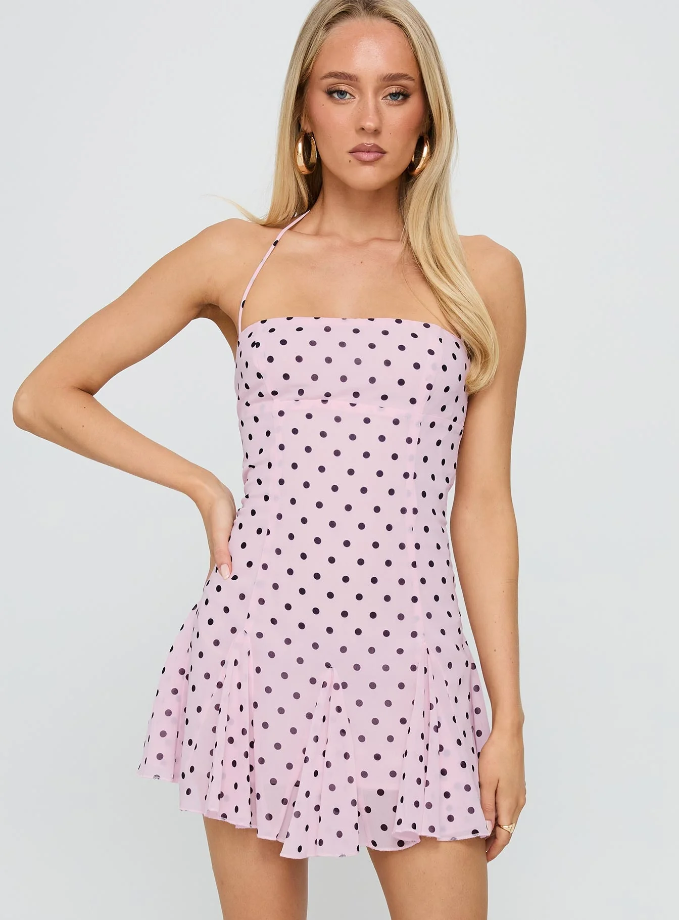 Delamere Mini Dress Pink / Black Polka Dot - Image 2