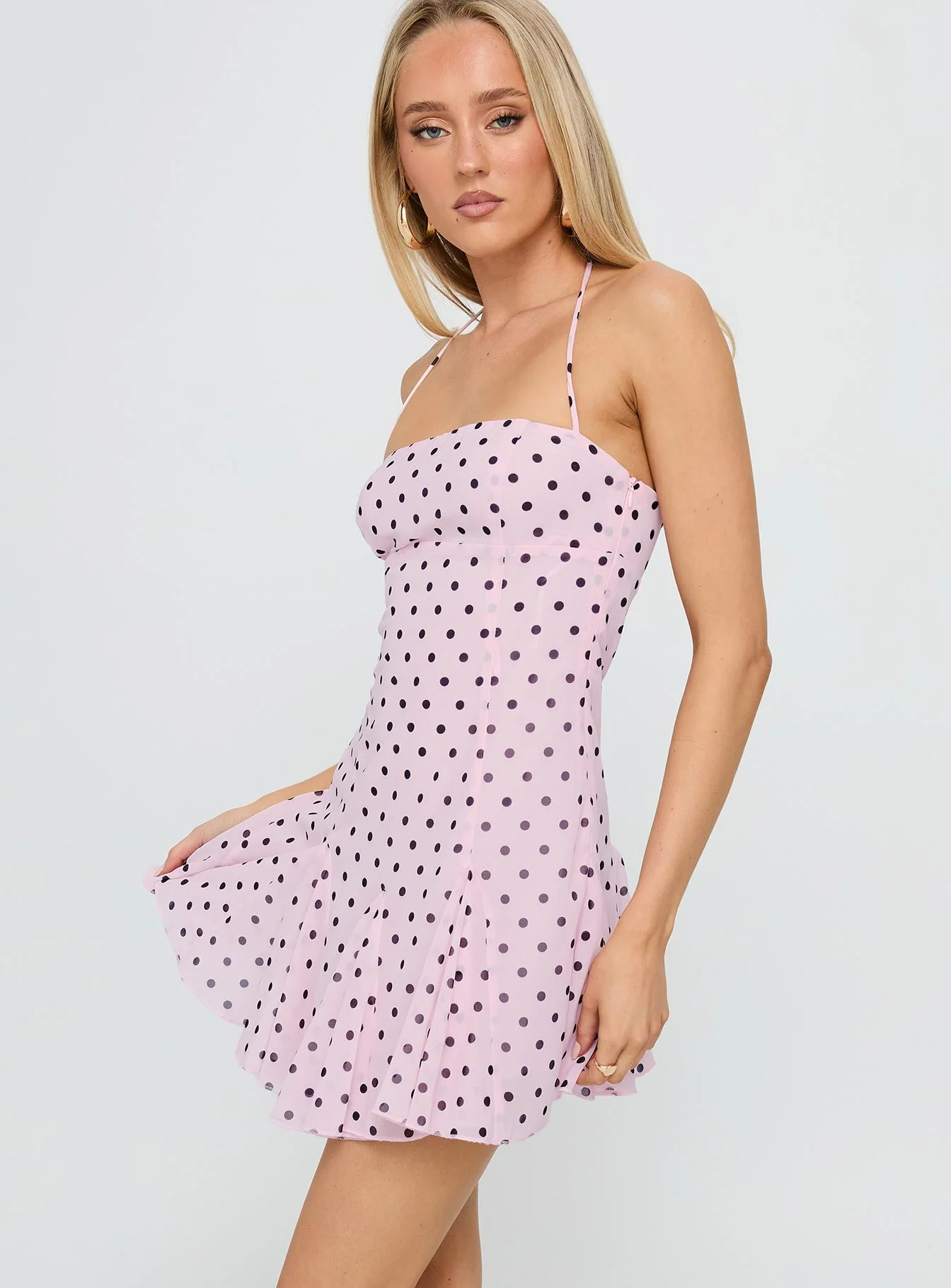Delamere Mini Dress Pink / Black Polka Dot - Image 4