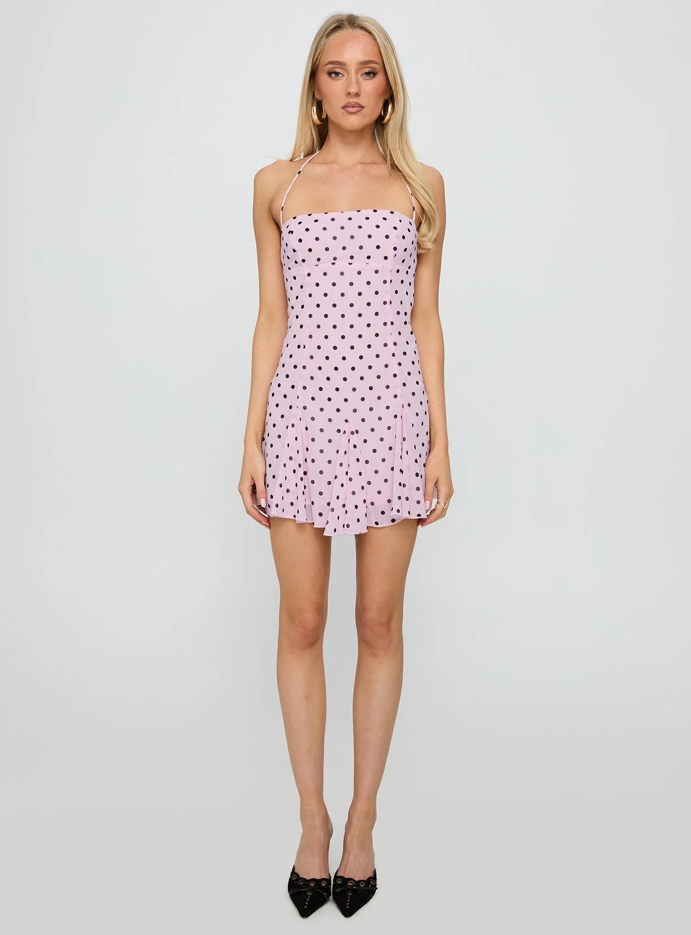 Delamere Mini Dress Pink / Black Polka Dot - Image 7