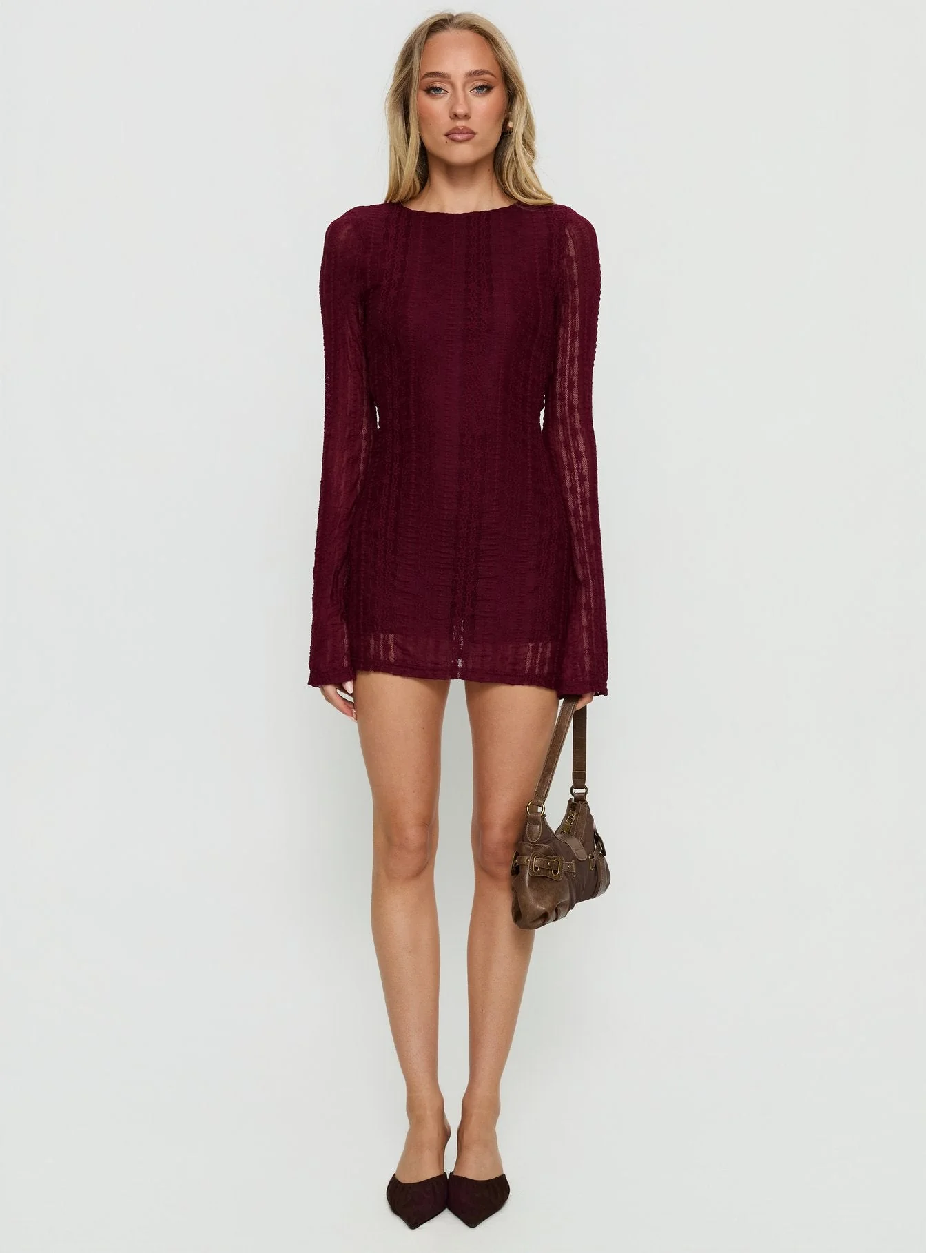 Delandra Long Sleeve Textured Playsuit Red - Image 6