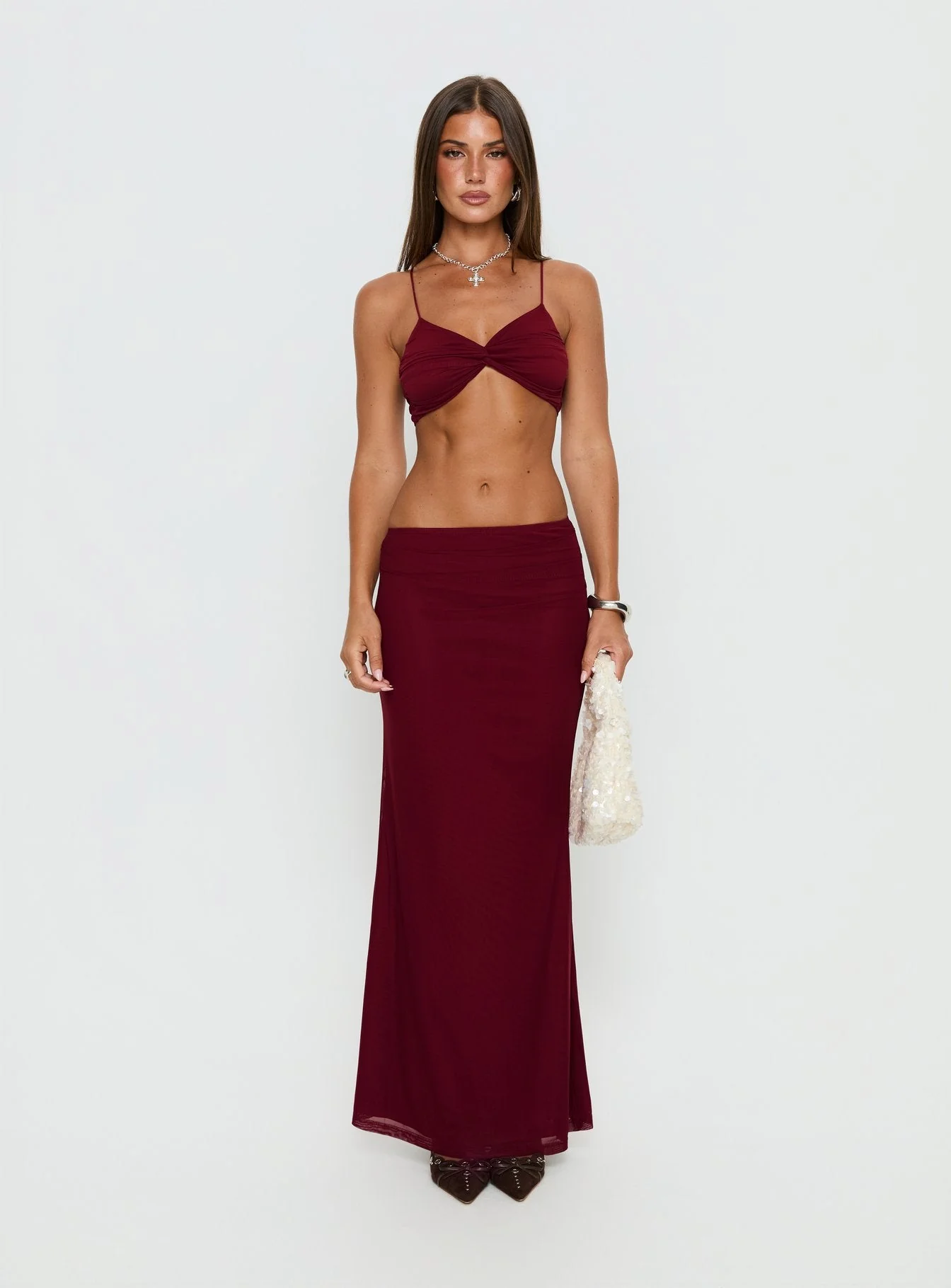 Delores Ruched Maxi Skirt Red - Image 7