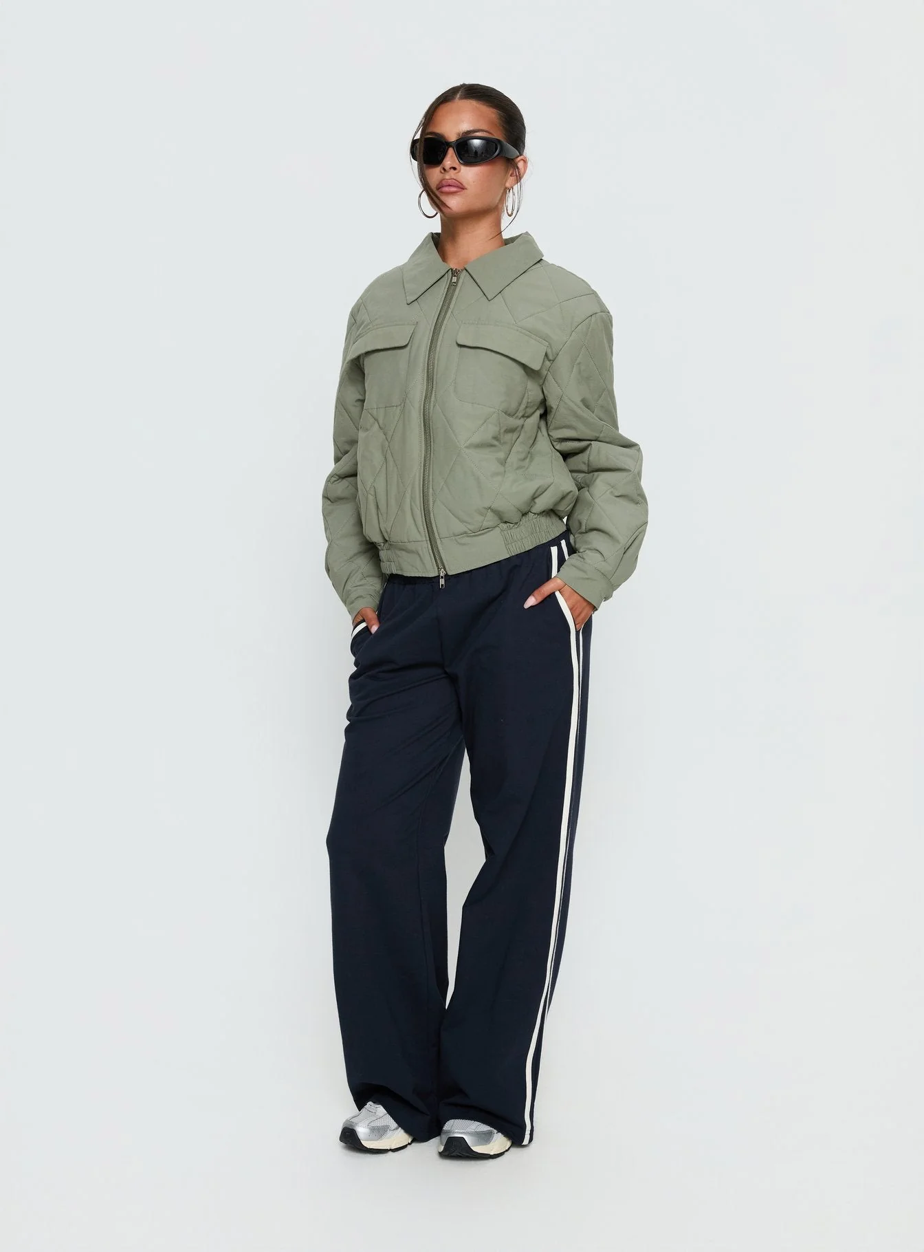 Denvar Quilted Bomber Jacket Green - Image 3